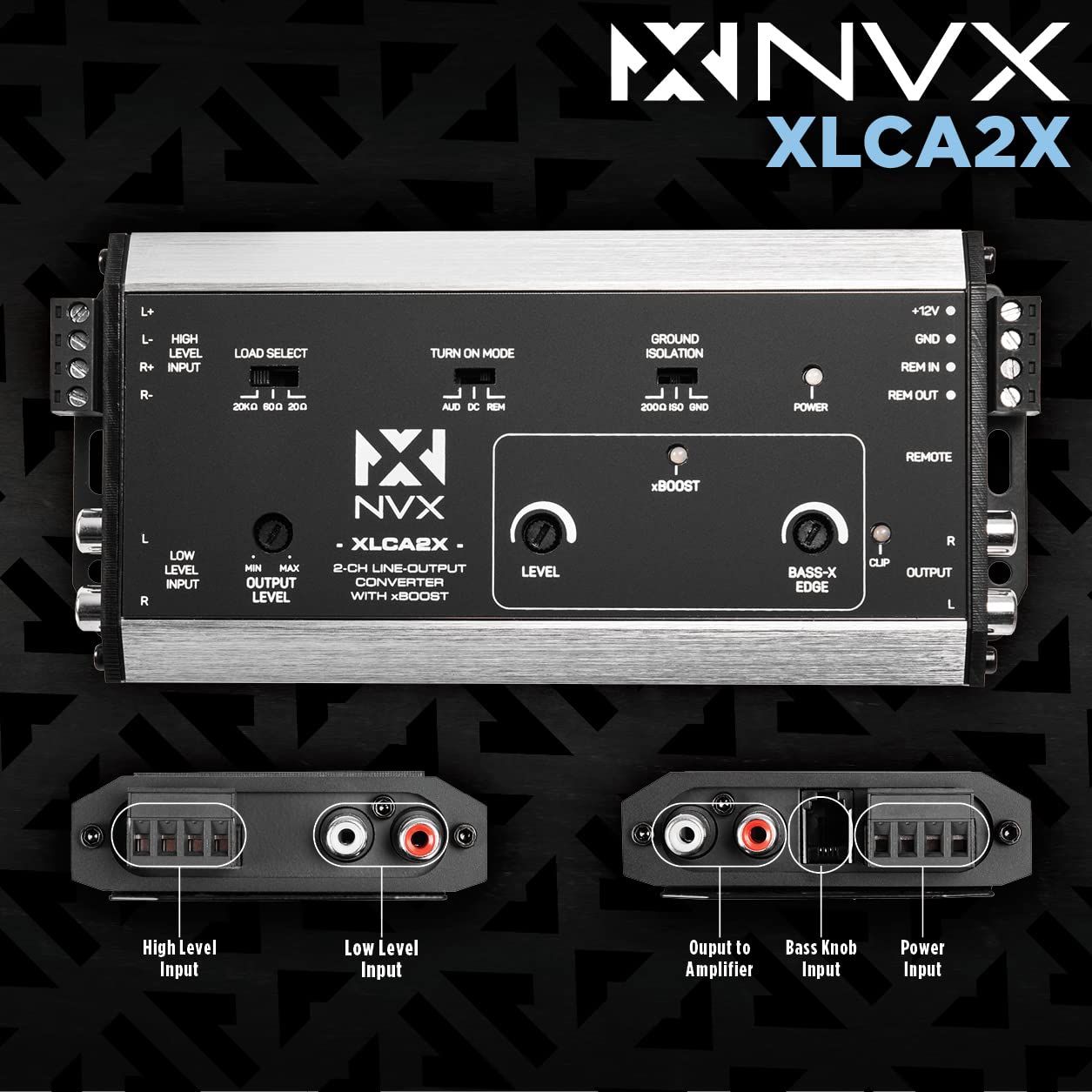 Nvx Xlca2X X Series Pro 2 Channel Line Out Converter Digital Bass Enhancer With Xboost, Impedance Matching, And Remote Level Con