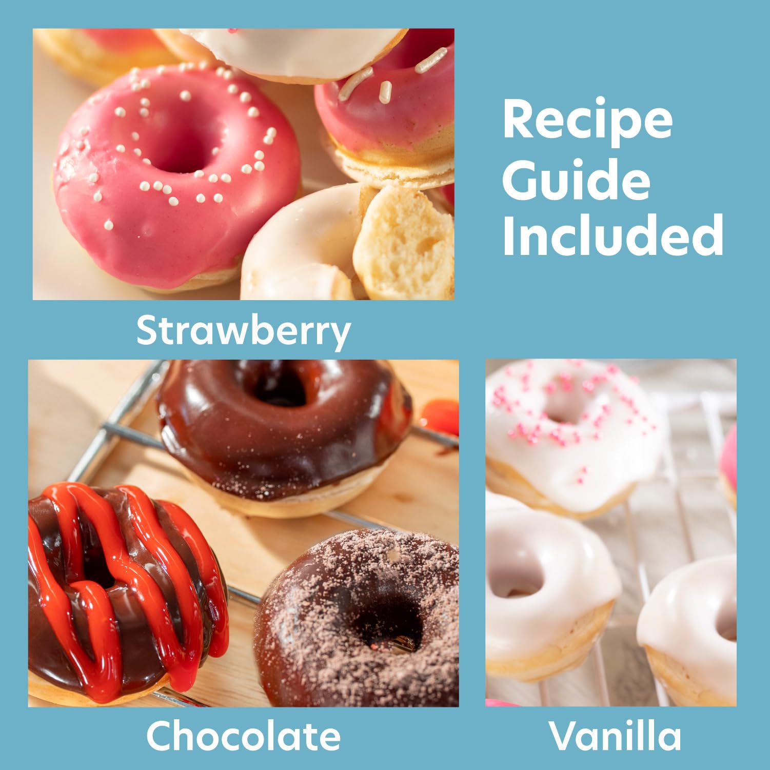 Mini Donut Maker   Electric Non Stick Surface Makes 7 Small Doughnuts  Decorate, Frost Or Ice Your Own For Kid Friendly Baked De