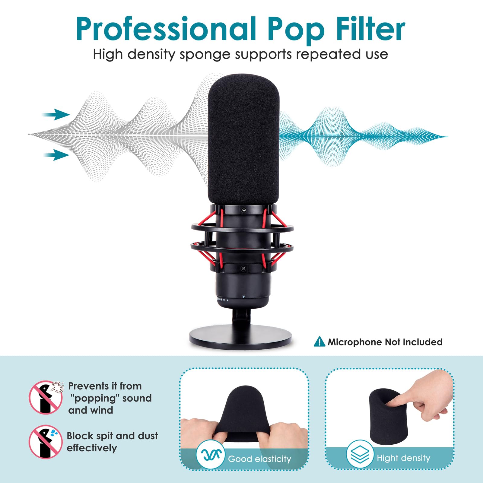 Youshares Hyperx Quadcast Mount Adapter With Microphone Covers Foam, Compatible With For Hyperx Quadcast Microphone, Replacement