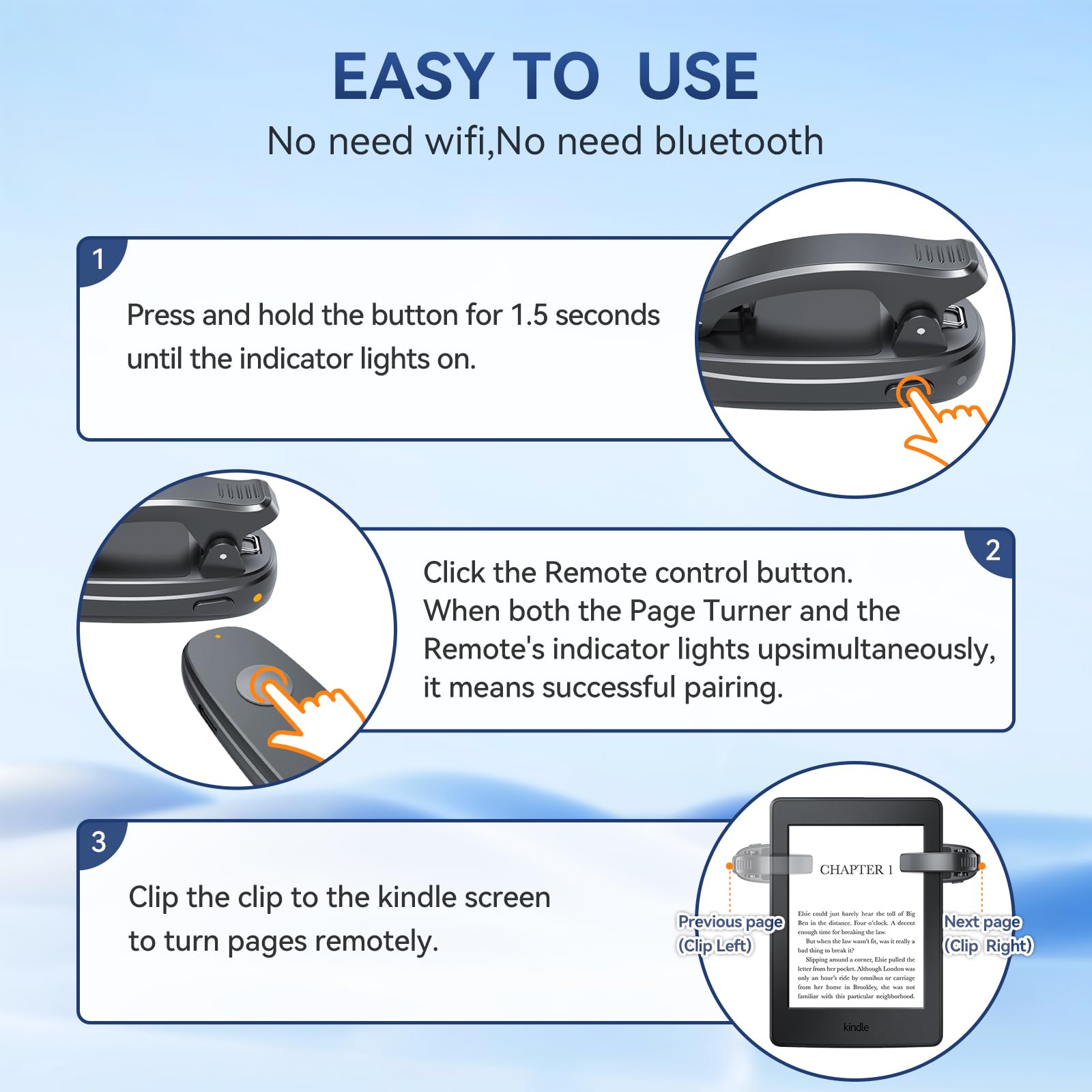 Rf Remote Control Page Turner For Kindle: Page Turner Controller Clicker For Kindle Paperwhite Oasis Kobo Ereaders Ipad Android Tablets Reading Novels, Reading Accessories For Kindle