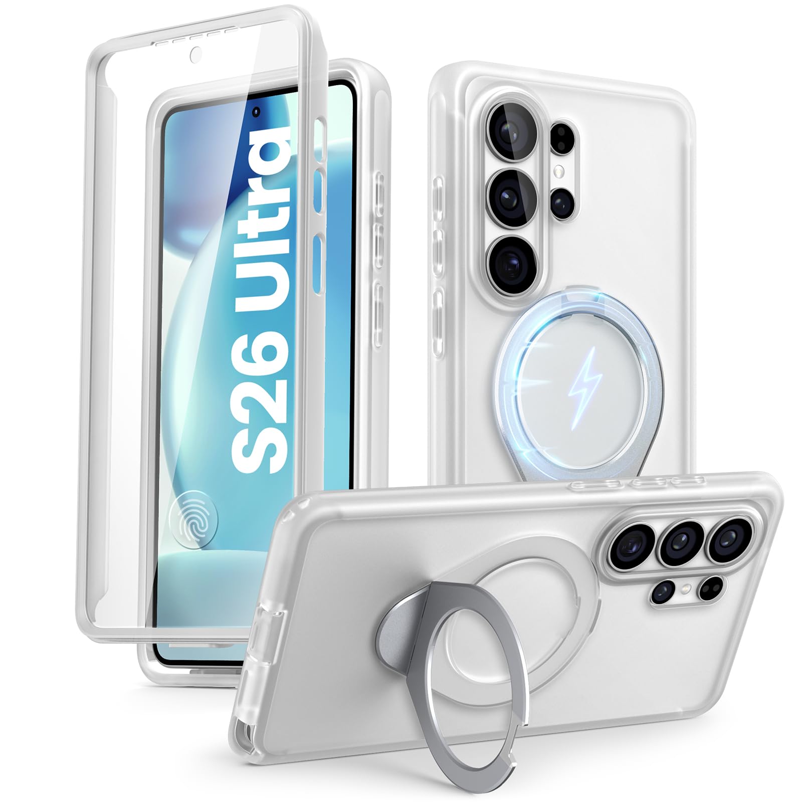 i-Blason for Samsung Galaxy S26 Ultra Case with Magnetic Stand, Built-in Screen Protector [Compatible with MagSafe] Anti-Yellowi