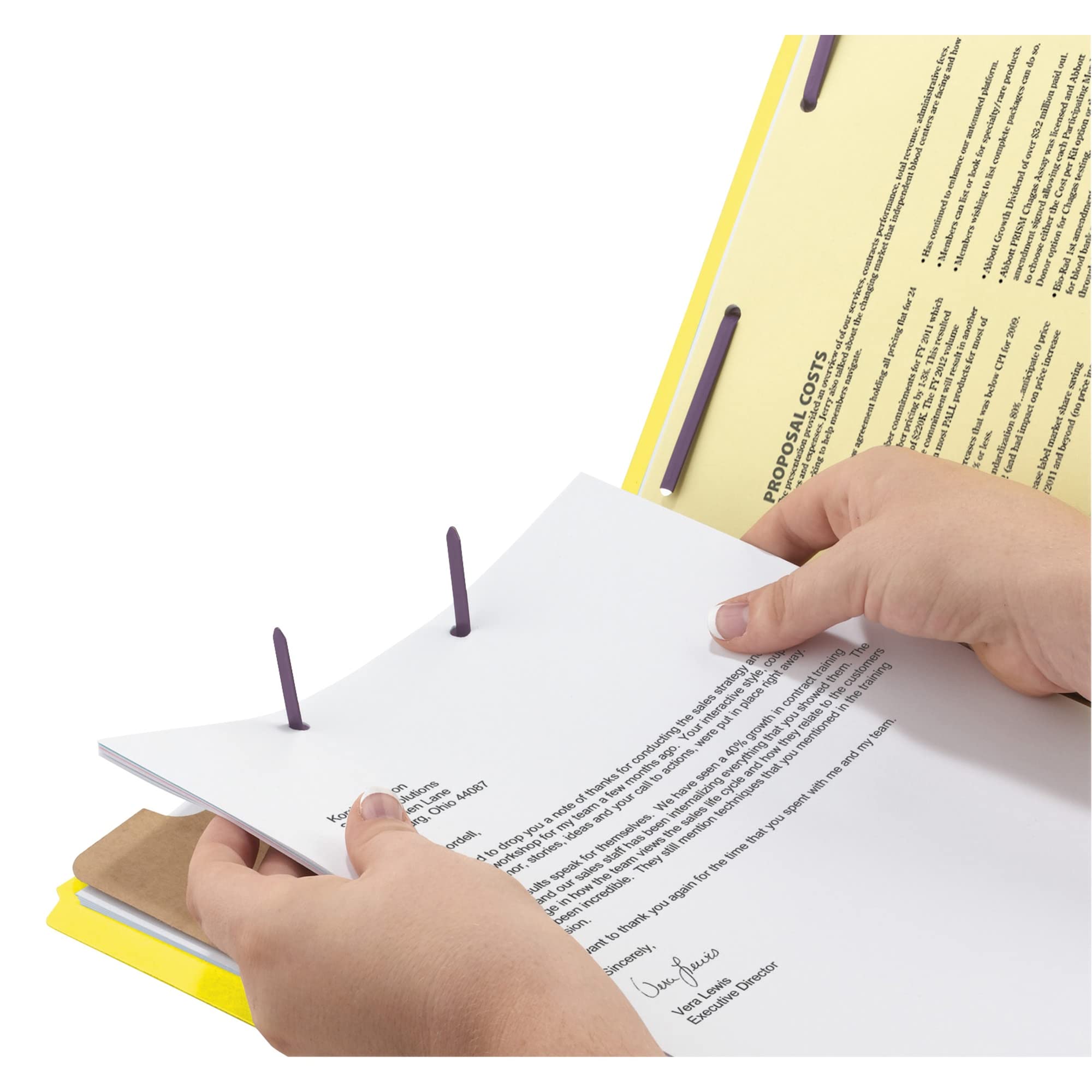 Smead Pressboard Classification File Folder With Safeshield Fasteners, 1 Divider, 2'' Expansion, Letter Size, Yellow, 10 Per Box