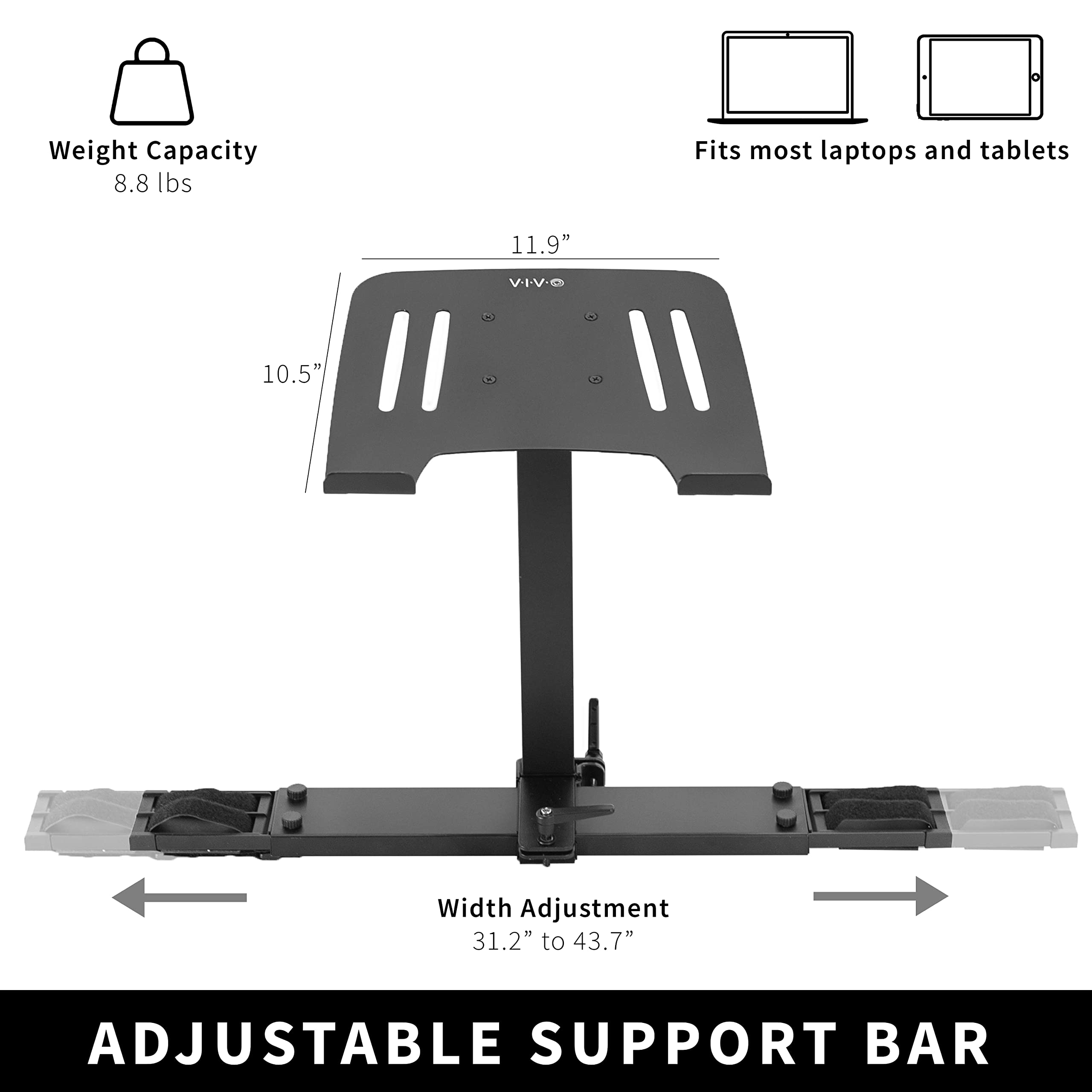 VIVO Universal Laptop Treadmill Desk, Adjustable Ergonomic Notebook Mount Stand for Treadmills Stand TDML1