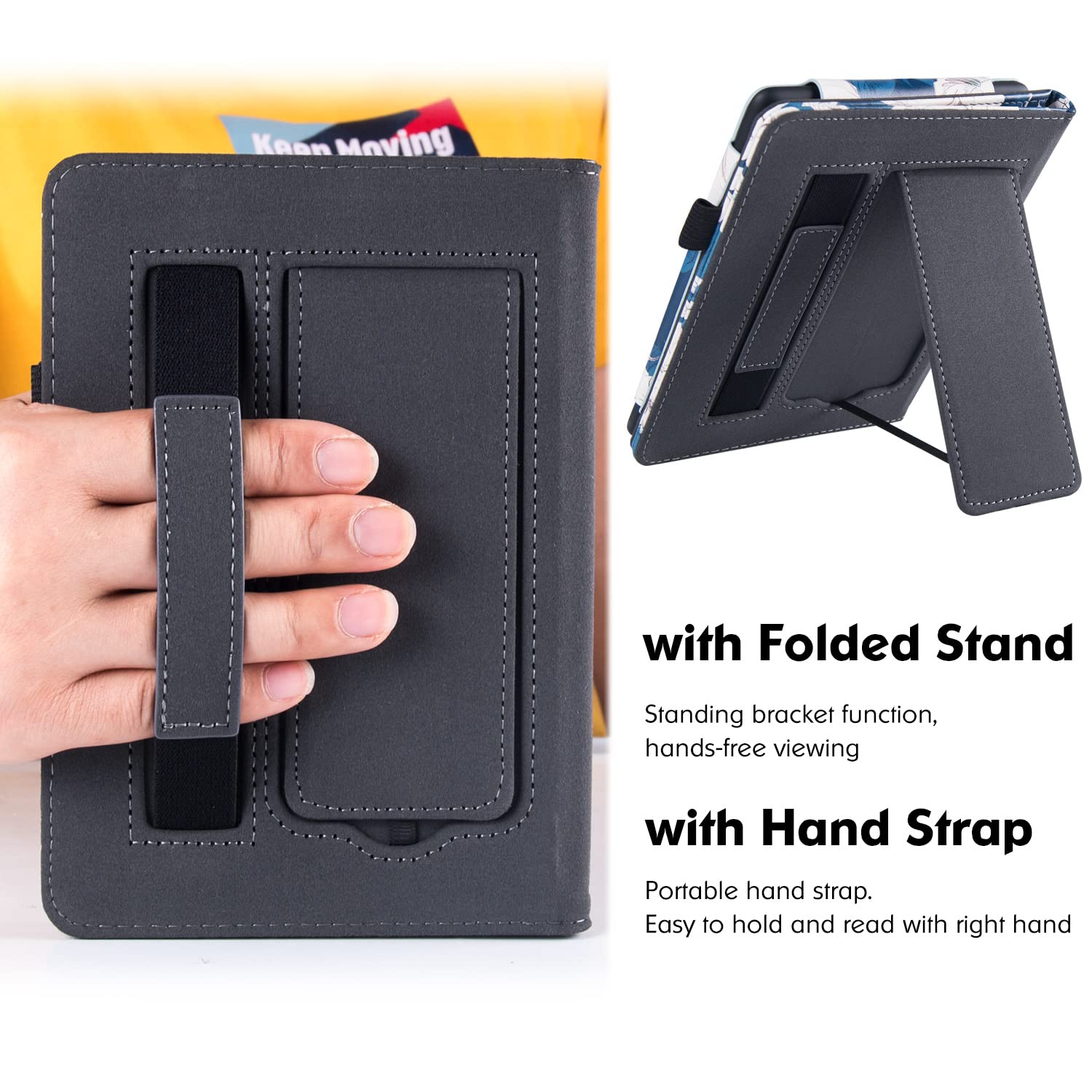 Bozhuorui Stand Case For 6.8 Kindle Paperwhite (11Th Generation - 2021) And Kindle Paperwhite Signature Edition - Pu Leather Fol