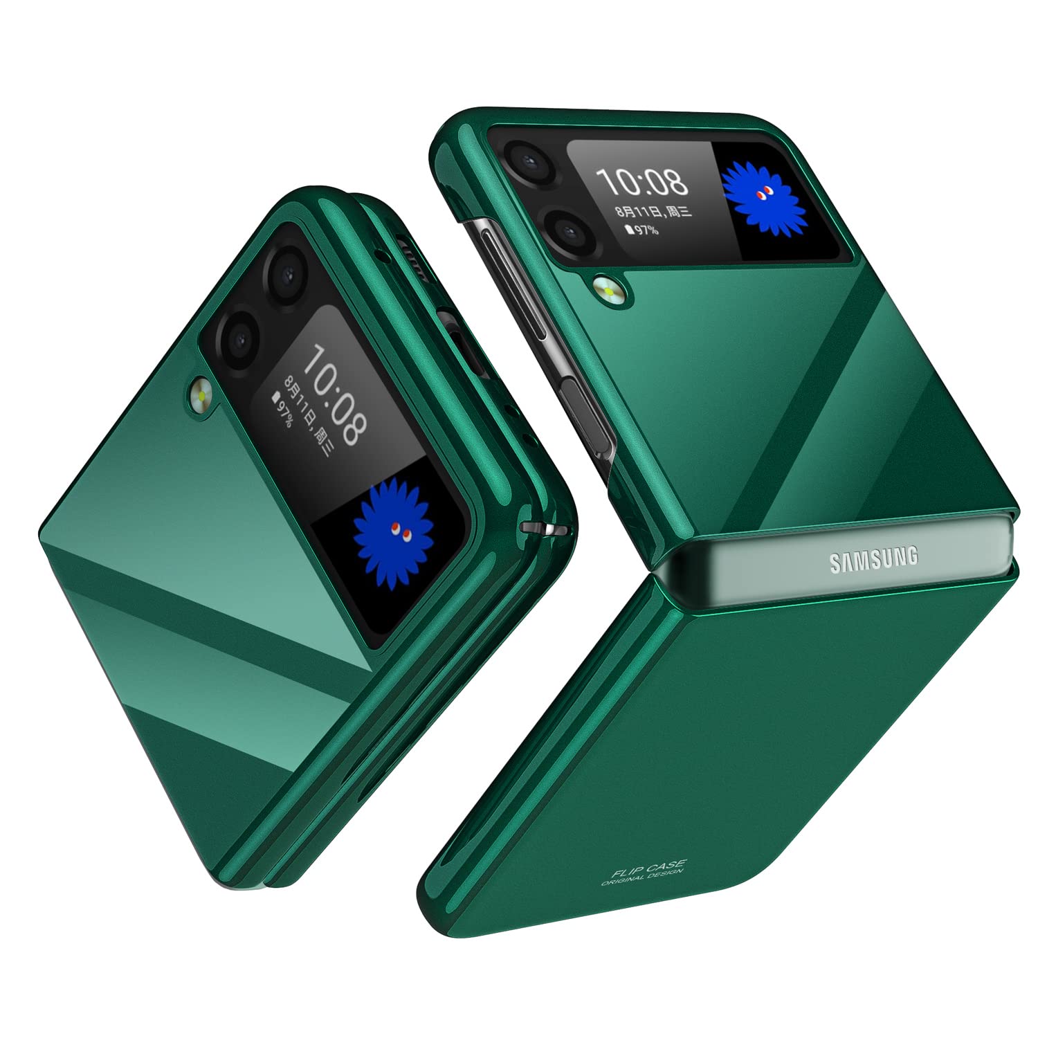 Cenmaso Designed For Samsung Galaxy Z Flip 3 Case, [Slim Fit] Mirror Hard Polycarbonate Anti Drop Bumper Case For Galaxy Z Flip