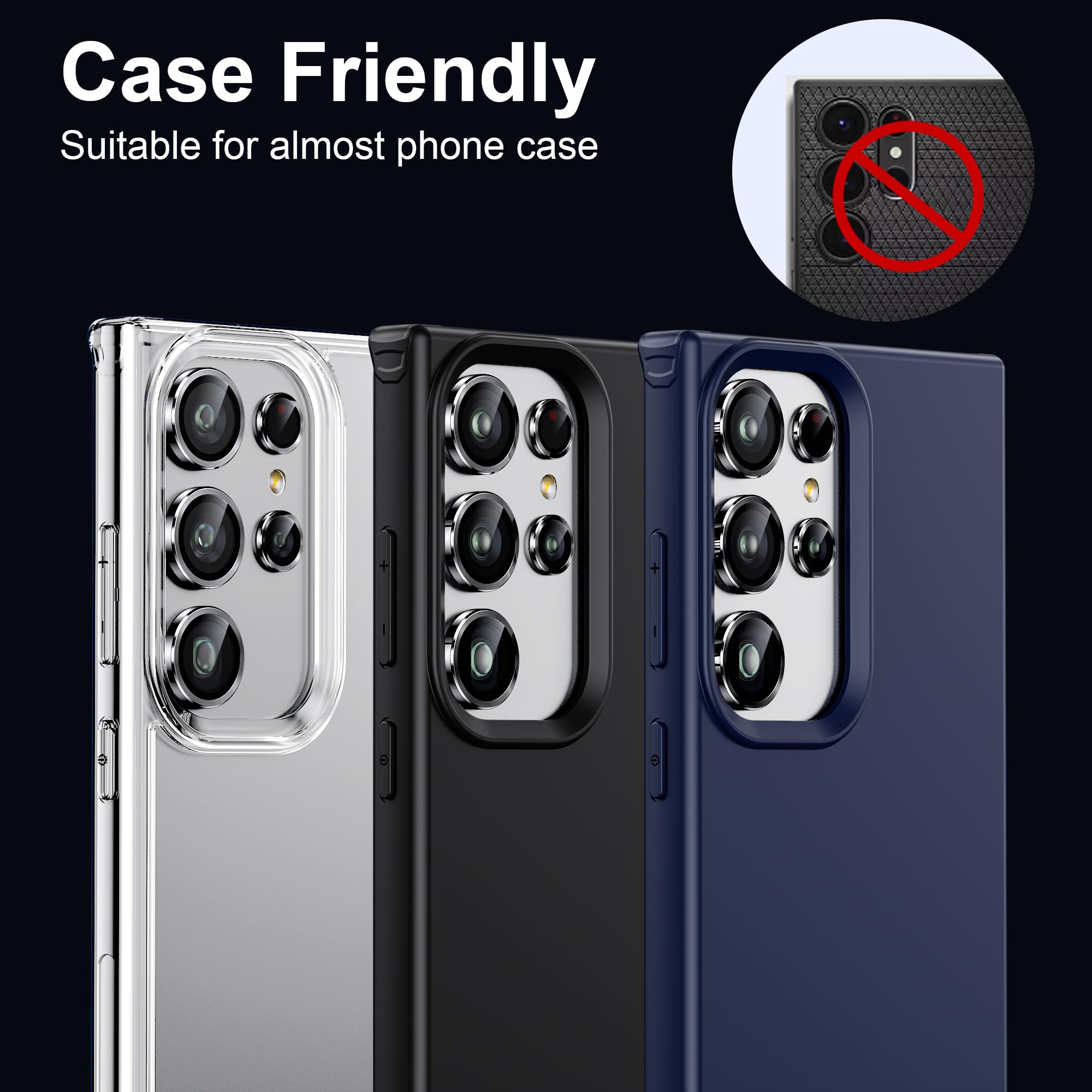 Wsken For Samsung Galaxy S24 Ultra Camera Lens Protector, Ultra Thin Scratch Resistant 9H Tempered Glass With Aluminum Metal Cir