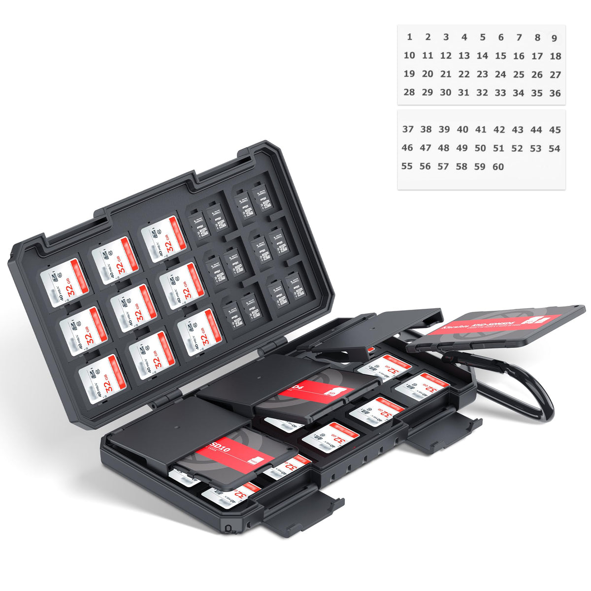 Memory Card Case Carrier With 3 Individual Slim Credit Card Size Memory Card Holder For 36 Sd Sdxc Sdhc & 74 Tf Msd Cards,Water 