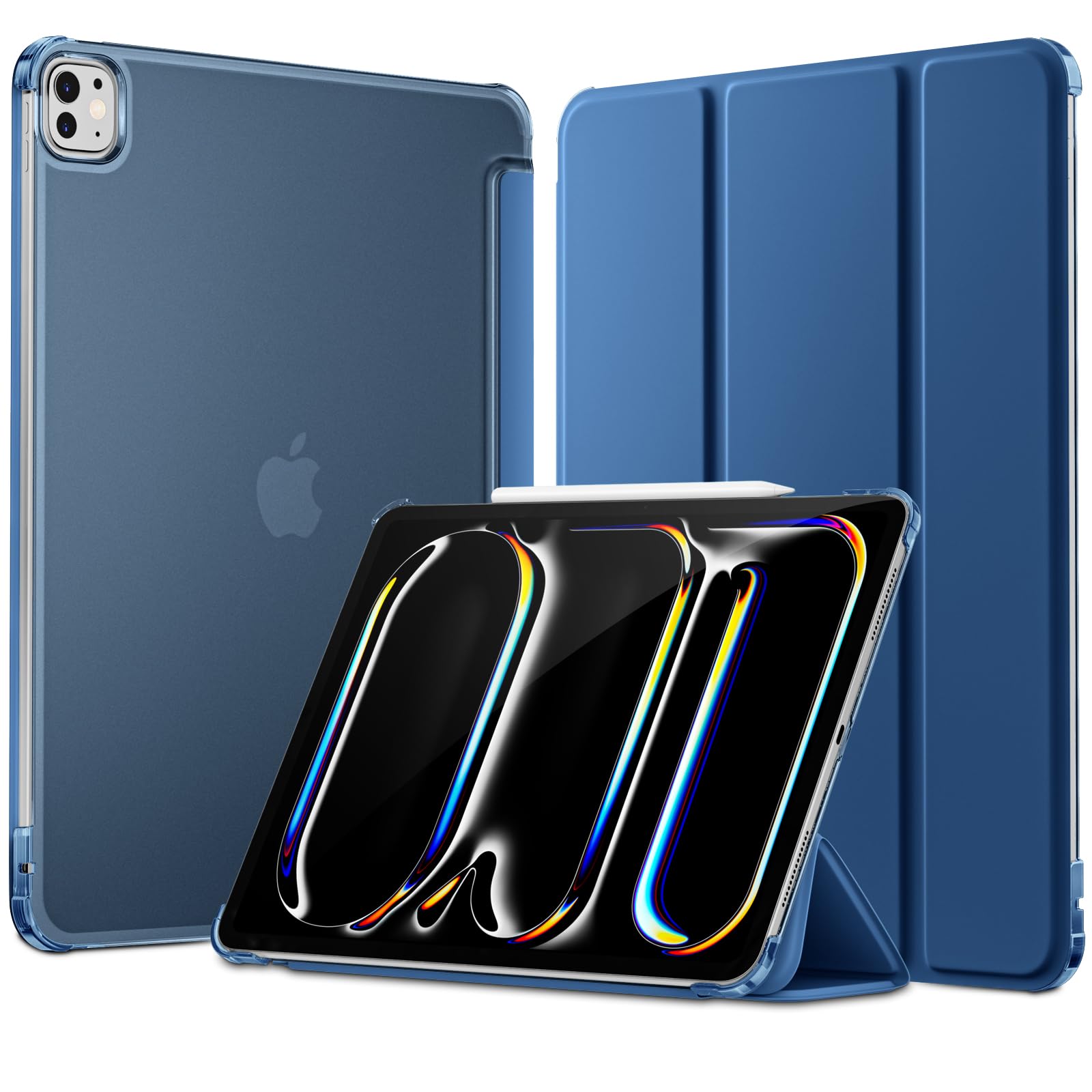 Mastten For Ipad Pro 13 Inch Case 2024 M4, Slim Trifold Stand For Ipad 13 Pro Case, Hard Pc Translucent Back Shell Cover For Ipa