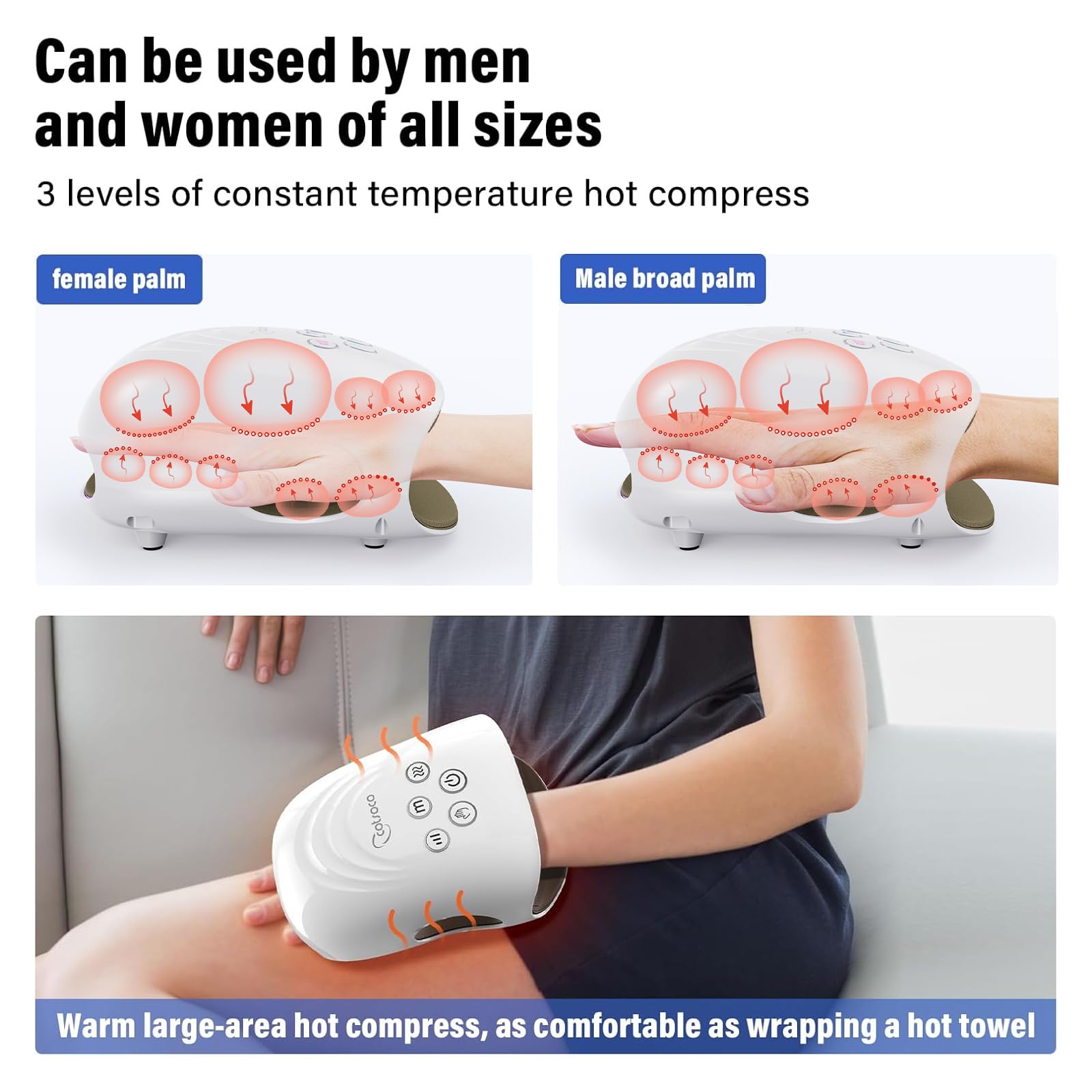 Cotsoco Hand Massager With Heat And Compression For Arthritis And Carpal Tunnel, Birthday Gifts For Women Mom Men,White, Gift Fo
