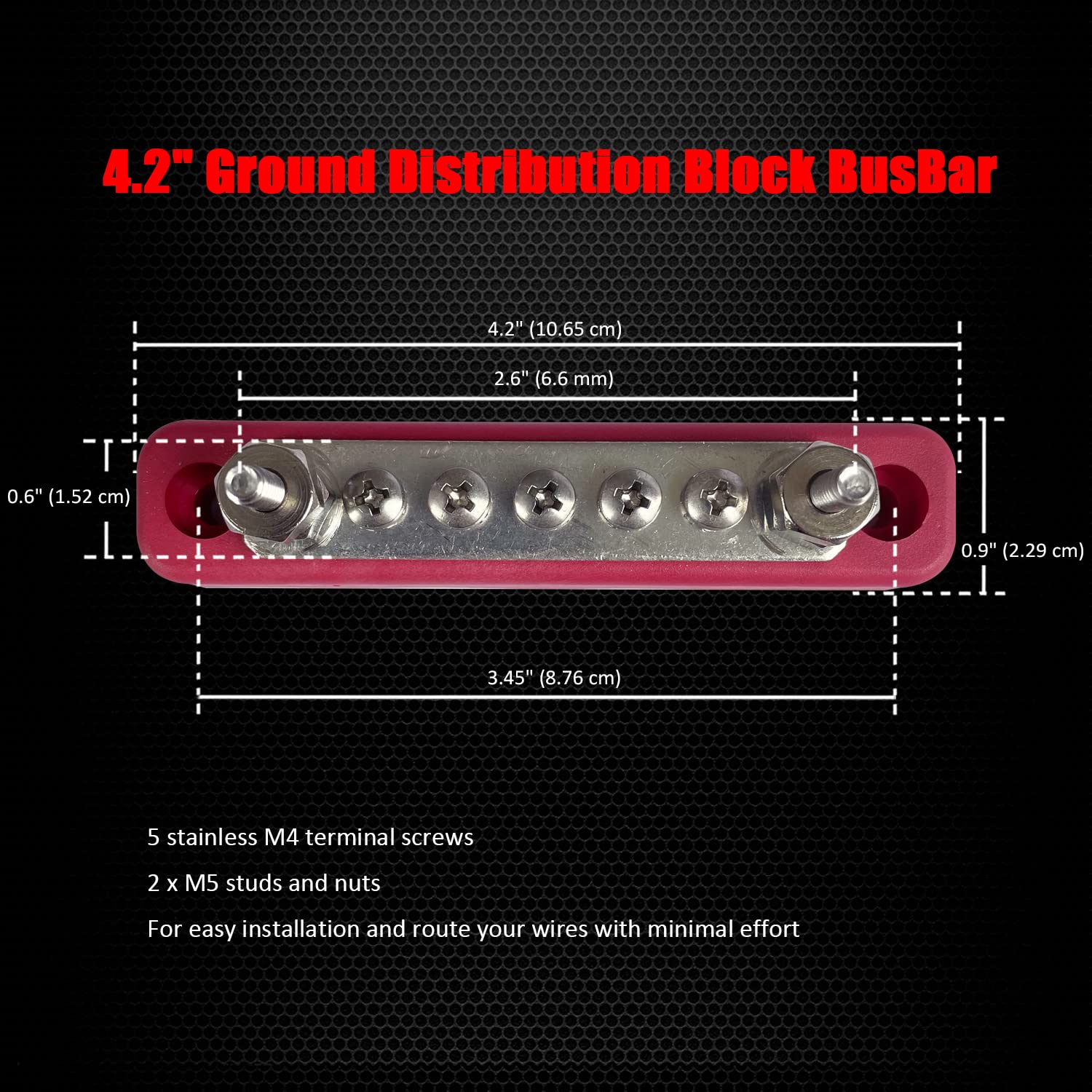 5 Terminals Bus Bar, Ampper 4.2'' Power Distribution Block Brass Battery Busbar Junction For Car Vehicle Rv Truck Marine Boat Au