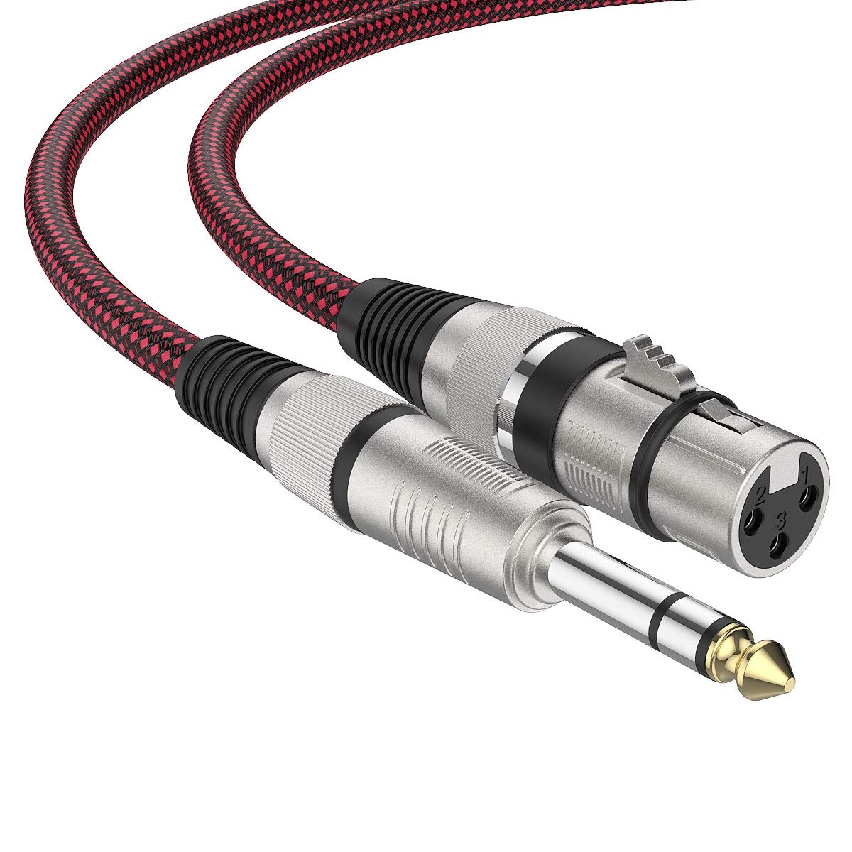 Bifale Xlr Female To 1/4' Trs Cable 10Ft 2Pack, Nylon Braided Microphone Cable Balanced 6.35Mm (1/4 Inch) Trs To Xlr Cable Heavy Duty Mic Cable