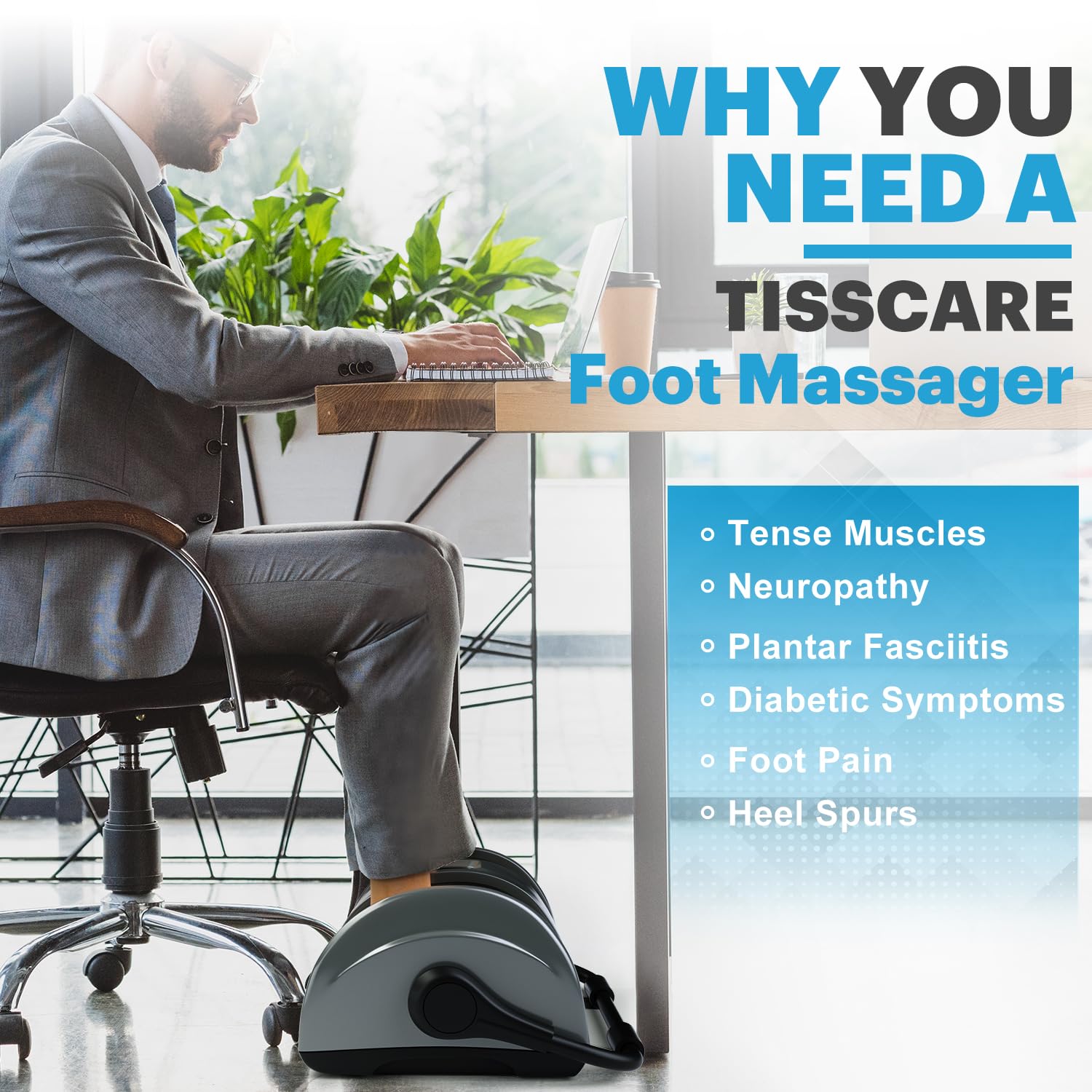 Tisscare Shiatsu Foot Massager With Heat: Fsa Hsa Eligible Foot Massager For Neuropathy, Plantar Fasciitis And Pain Relief Massa