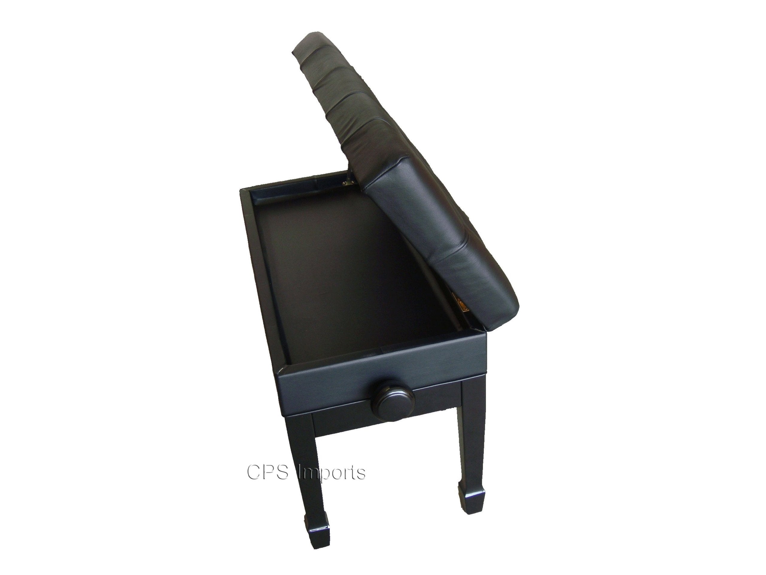 Cps Imports Genuine Leather Adjustable Artist Piano Bench Stool In Ebony With Music Storage