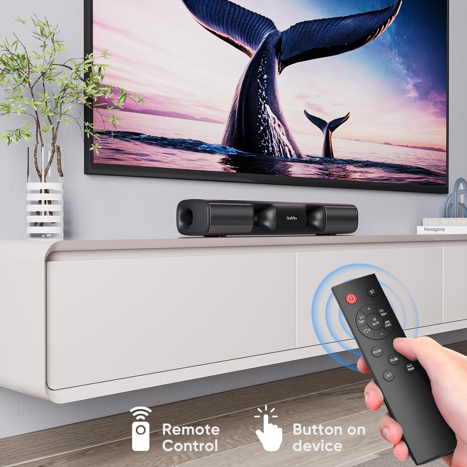 Sound Bar For Smart Tv - 50W Powerful Tv Sound Bar With Crystal Clear Dialogue & Enhanced Bass | 17-Inch Compact Soundbar For Tv