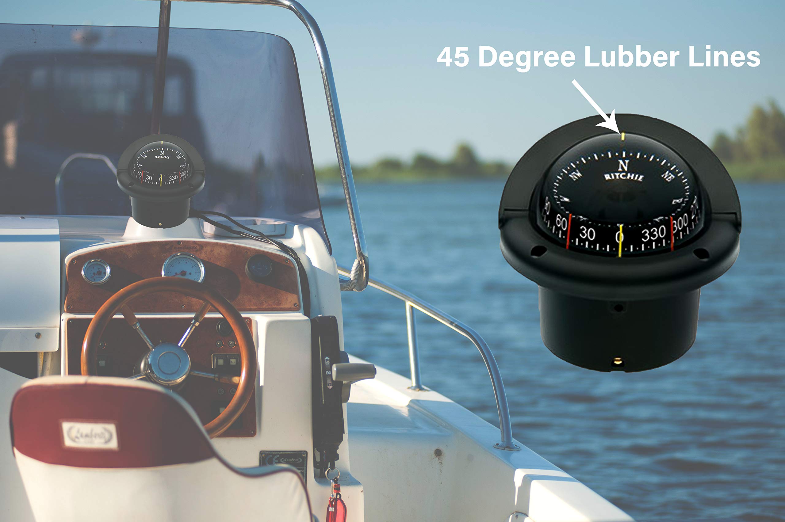 Ritchie Hf 743 Helmsman Combidial Compass   Flush Mount   Black