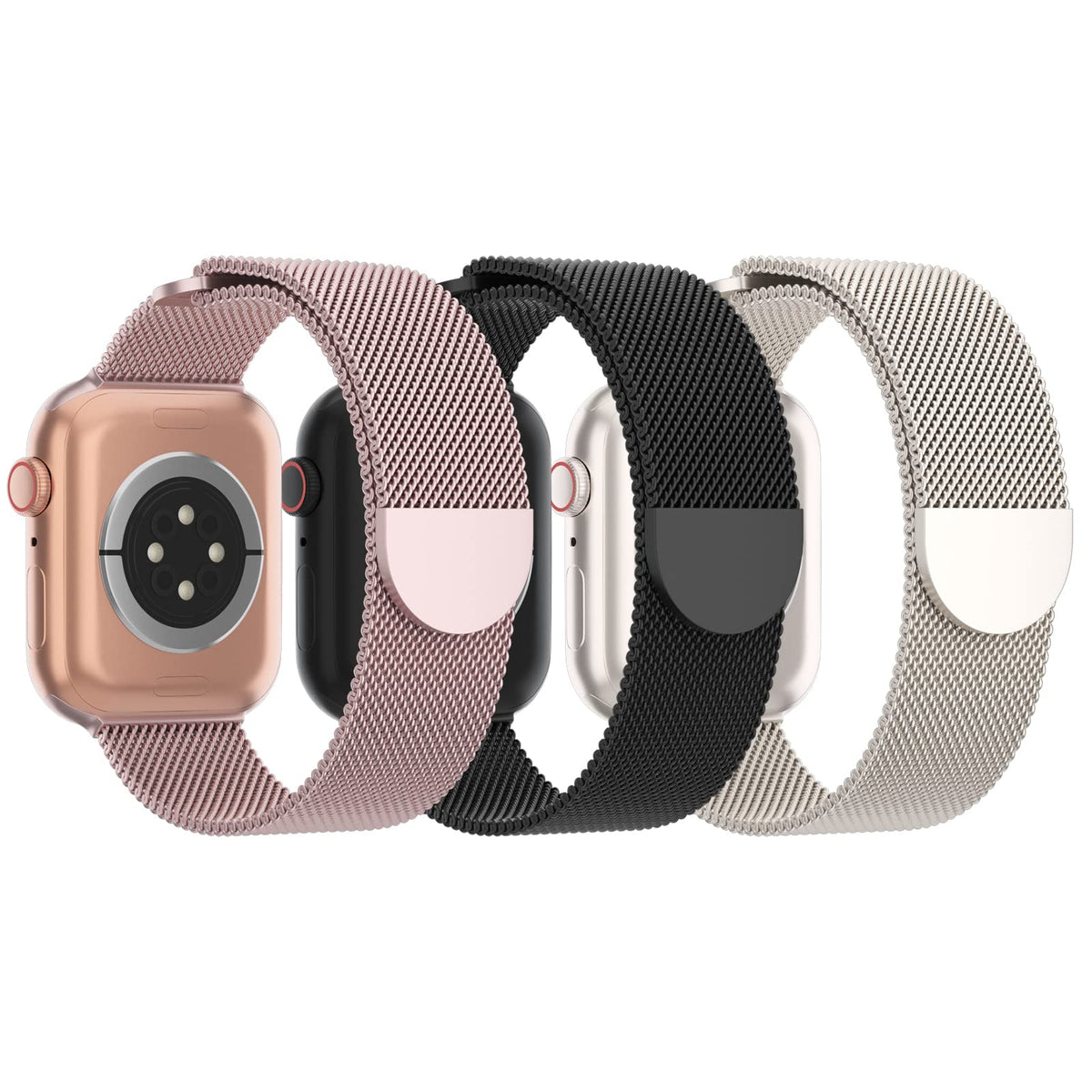 Steezrd 3 Pack Mesh Metal Bands Compatible With Apple Watch Band 38Mm 40Mm 41Mm 42Mm 44Mm 45Mm 49Mm, Stainless Steel Magnetic Lo