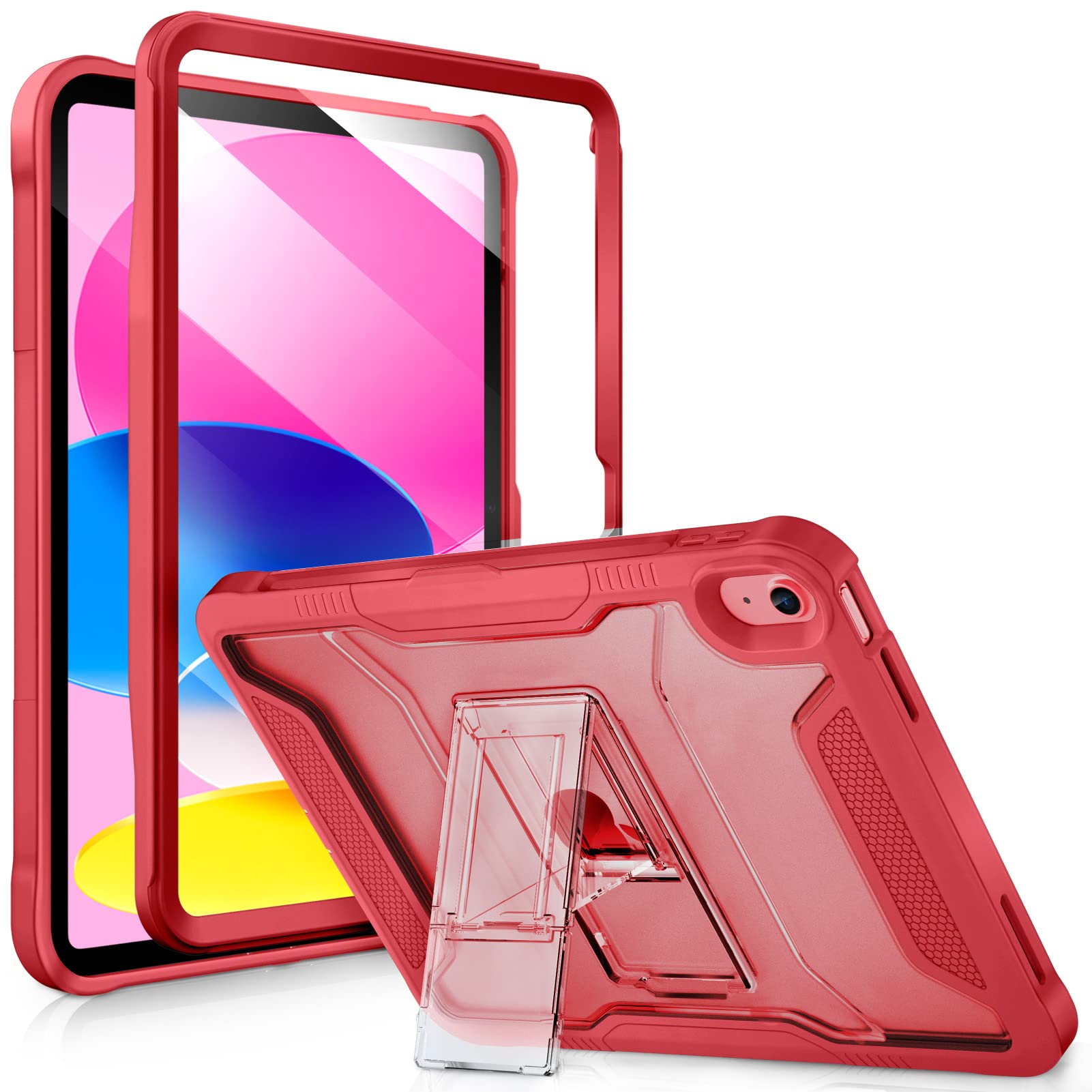 Vikesi For Ipad 10Th Generation Kickstand Protective Case 2022,Ipad 10.9 Inch Shockproof Cover With Matte Frosted Back   Waterme