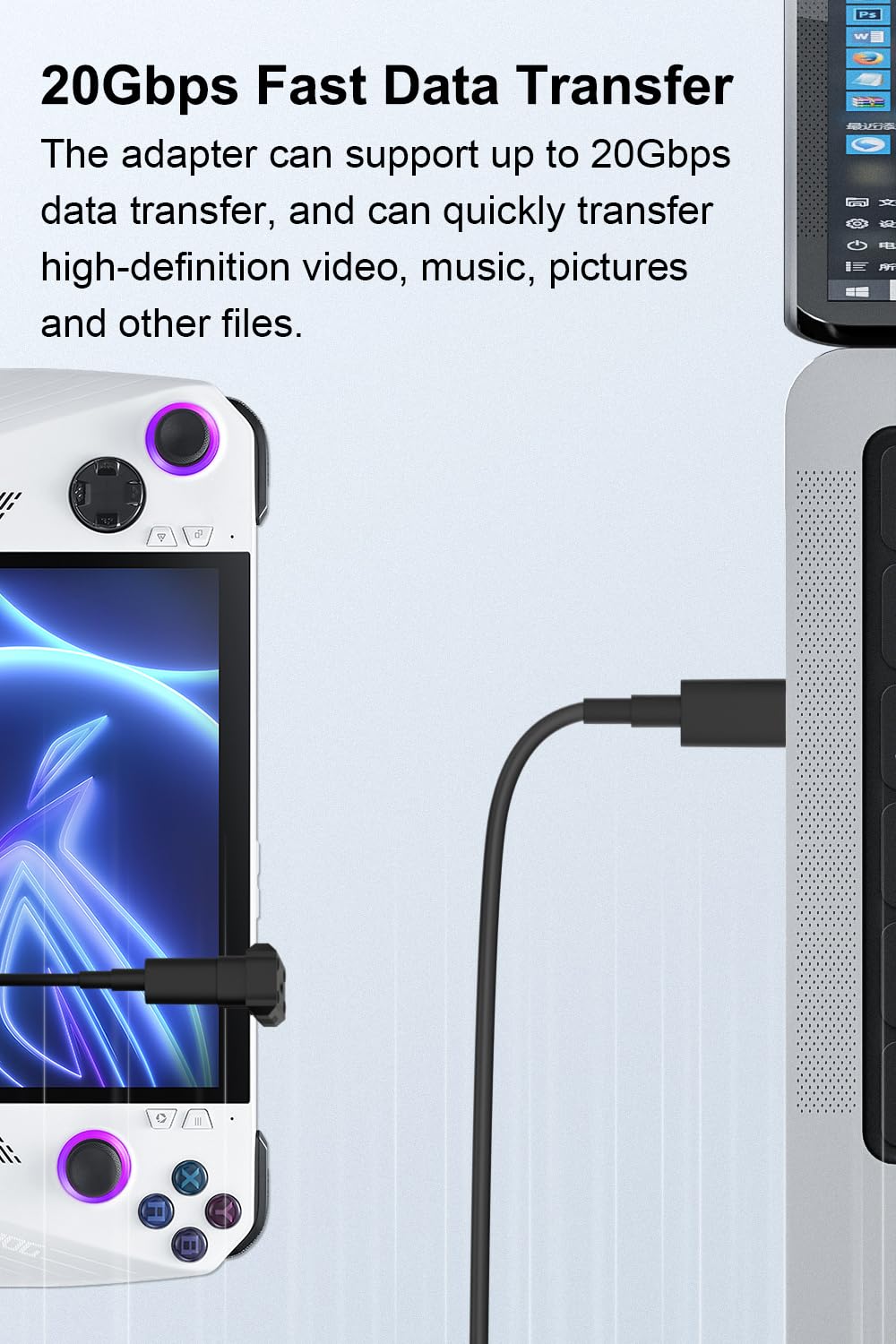 Jadebones 180 Degree Angle Usb C Adapter (2 Pack), U Shape Usb C Male To Usb C Female Pd 140W Extender Connector For Rog Ally,St