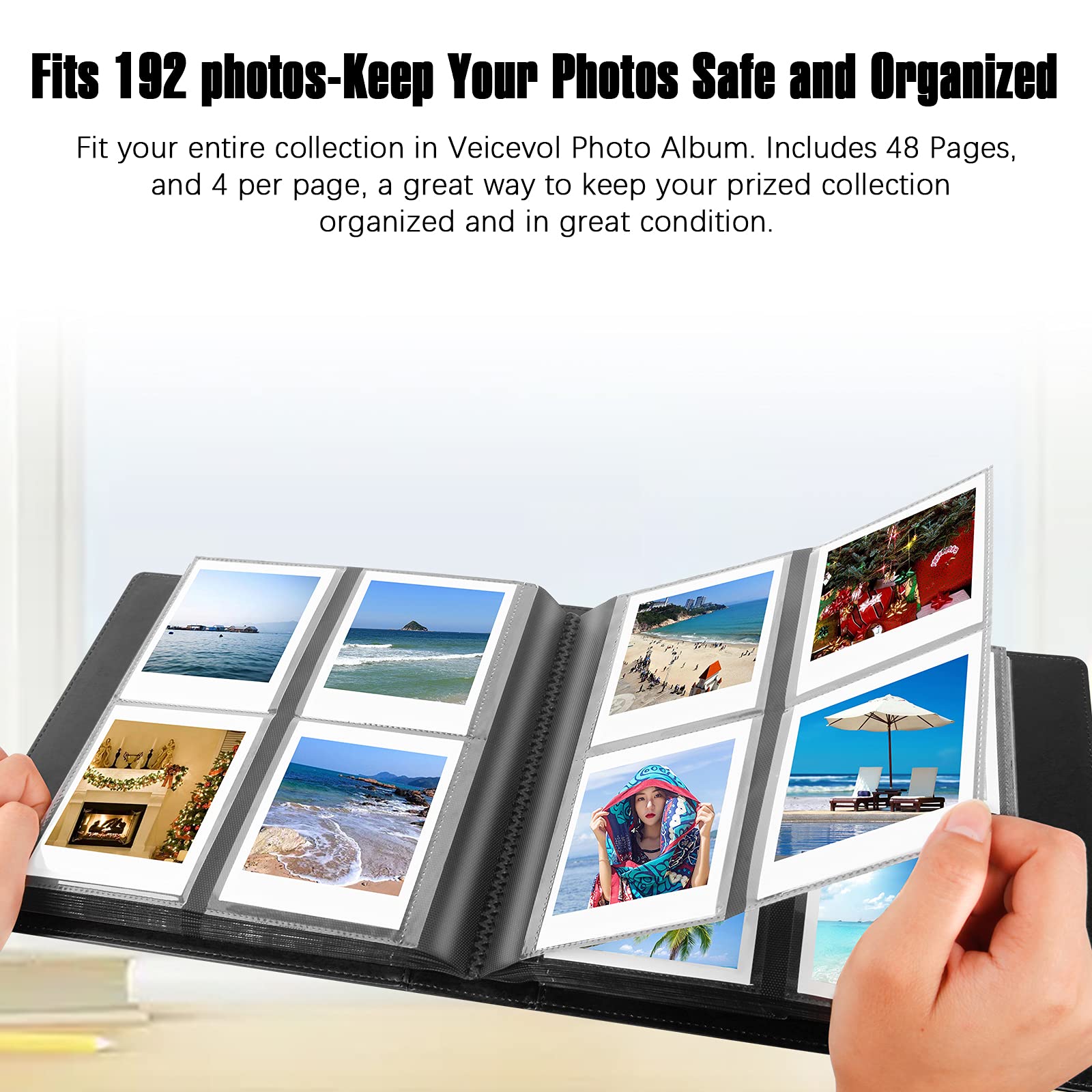 192 Pockets Photo Album For Fujifilm Instax Wide 300 Camera, Polaroid 600 I Type Film Album, Extra Large Picture Albums For Polaroid Now Onestep2 Onestep+ Instant Camera, Pop Lab Print Camera (Black)