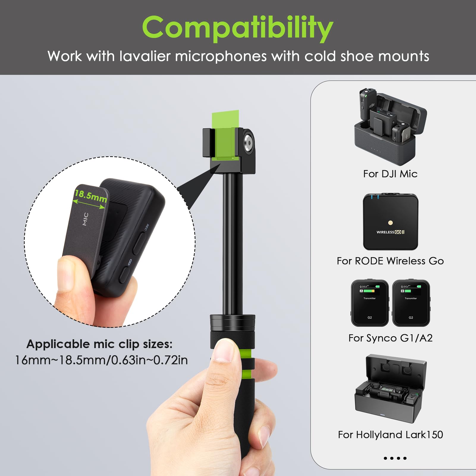 Youshares Interview Handheld Adapter For Dji Mic, Rode Wireless Go 2, Hollyland Mic Lark 150, Synco Wireless Microphone, Smallri