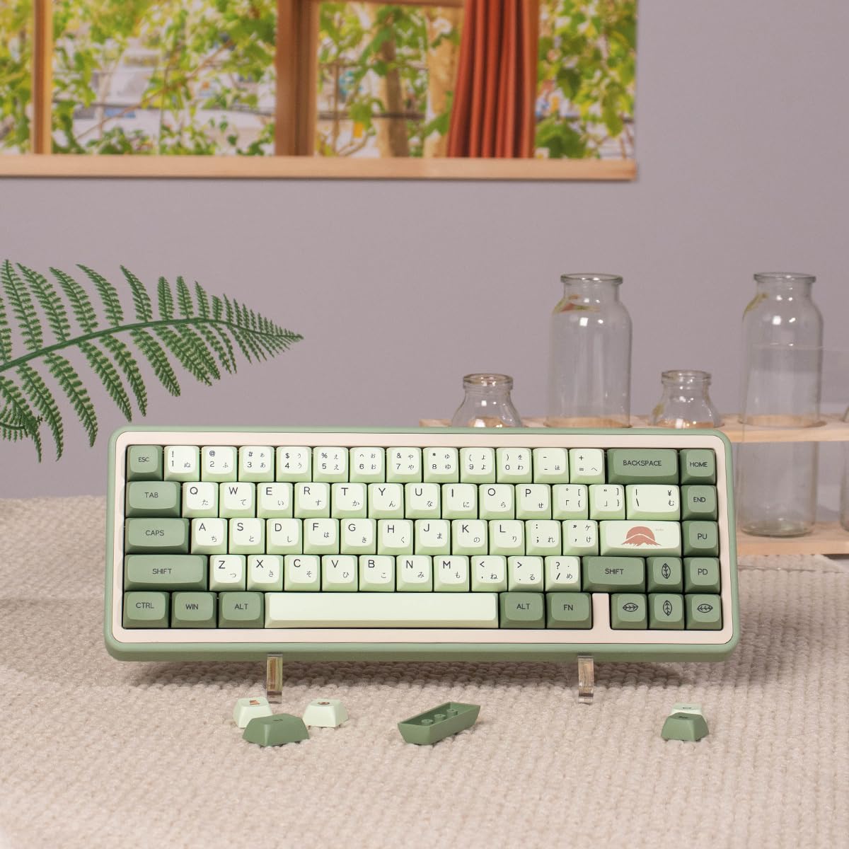 Sumgsn Pbt Dye Sub Matcha Keycaps Xda Profile 124 Keys Fit For 60% 65% 95% Cherry Mx Switches Mechanical Keyboard