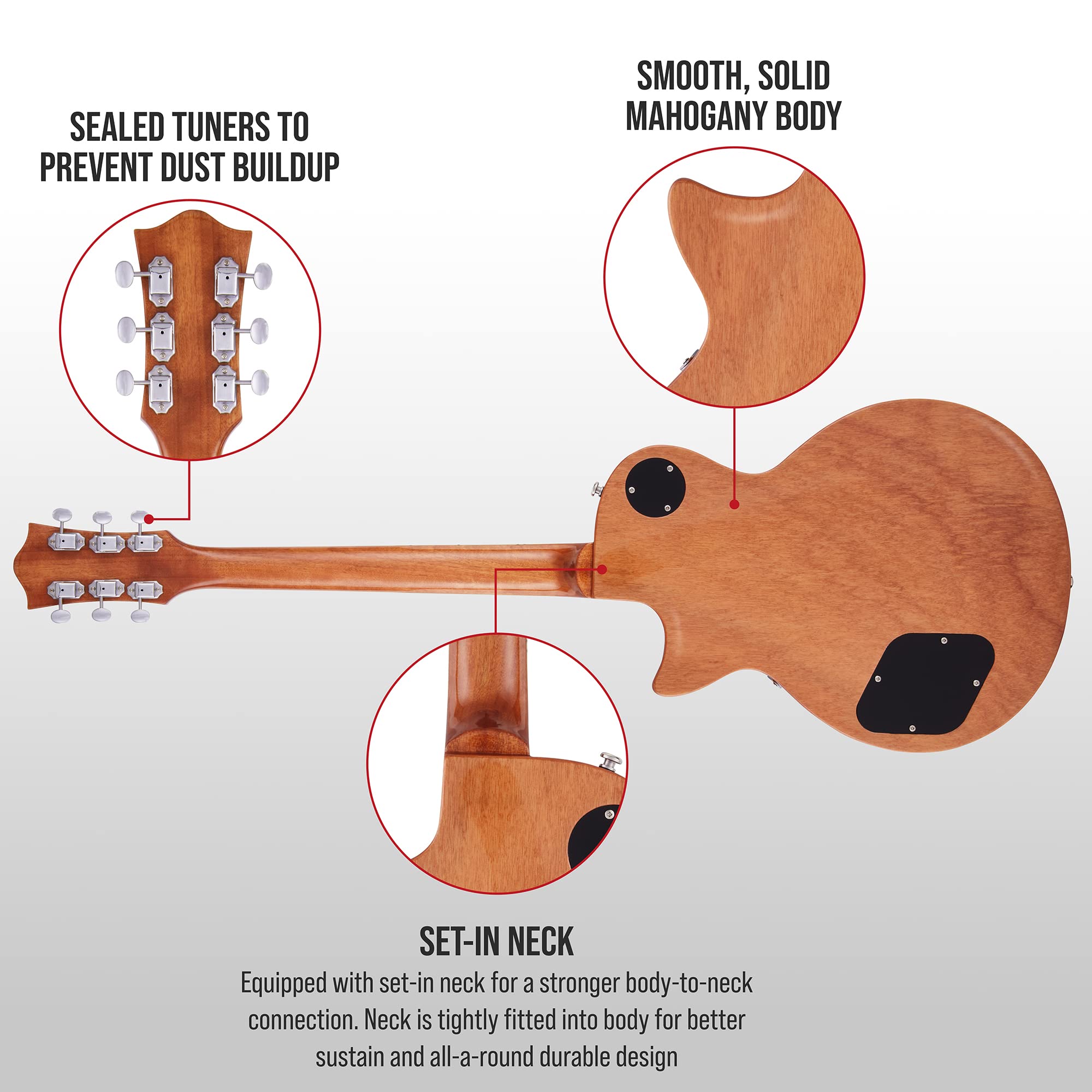 Lyxpro 39� Sb Series Electric Guitar, Lp Style For Beginner, Intermediate & Pro Players Solid Body Guitar, Bonus 2 Pack Of Picks, Mahogany Wood, Volume/Tone Controls, 3 Way Pickup   Honey Burst