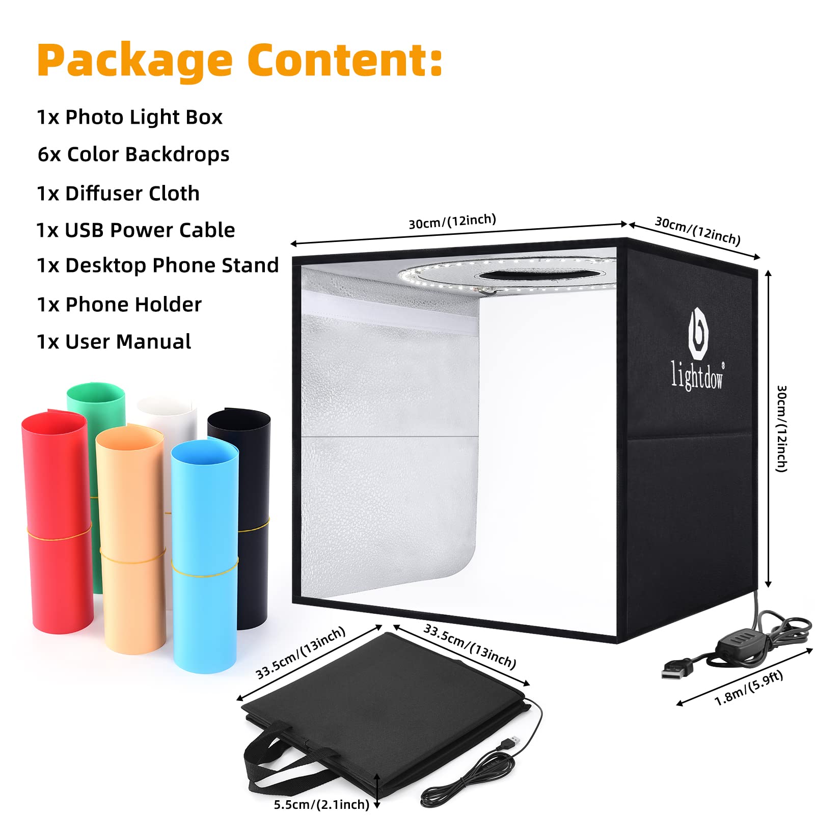 Lightdow Photo Studio Light Box Kit: 12''X12'' Shooting Tent Kit With 120Pcs Leds & 6 Backdrops For Professional Product Photogr