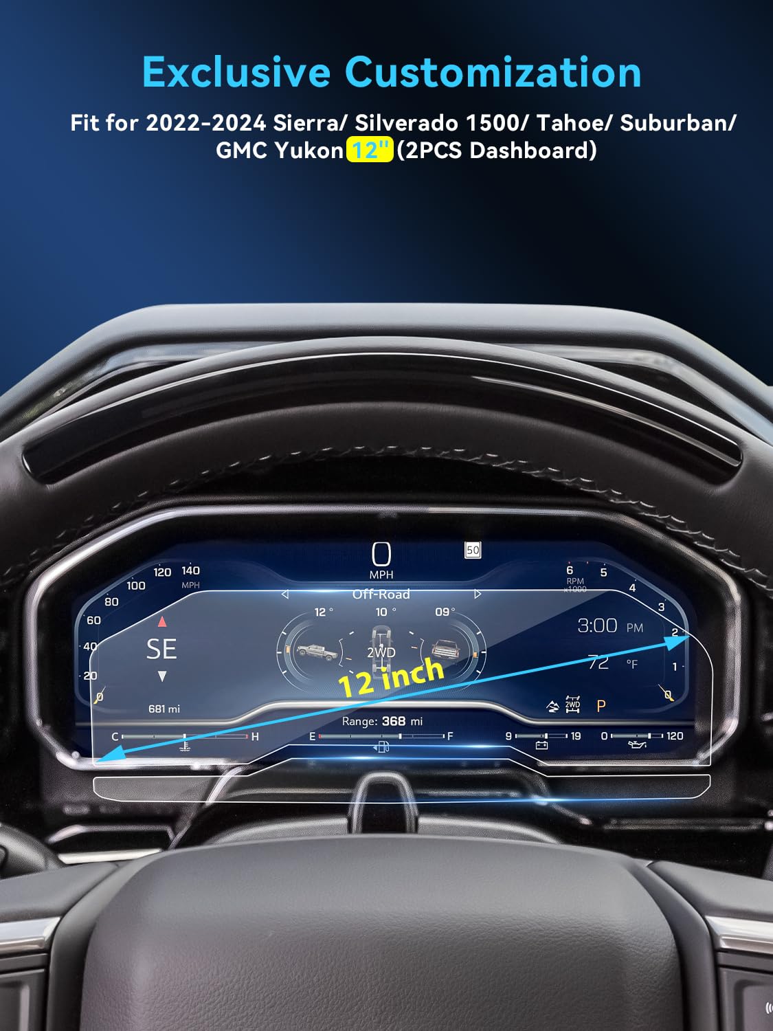 Lantu For Suburban Tahoe Yukon Dashboard Screen Protector For 2022 2024 Chevy Silverado/Gmc Sierra 1500&2024 Silverado/Sierra 25