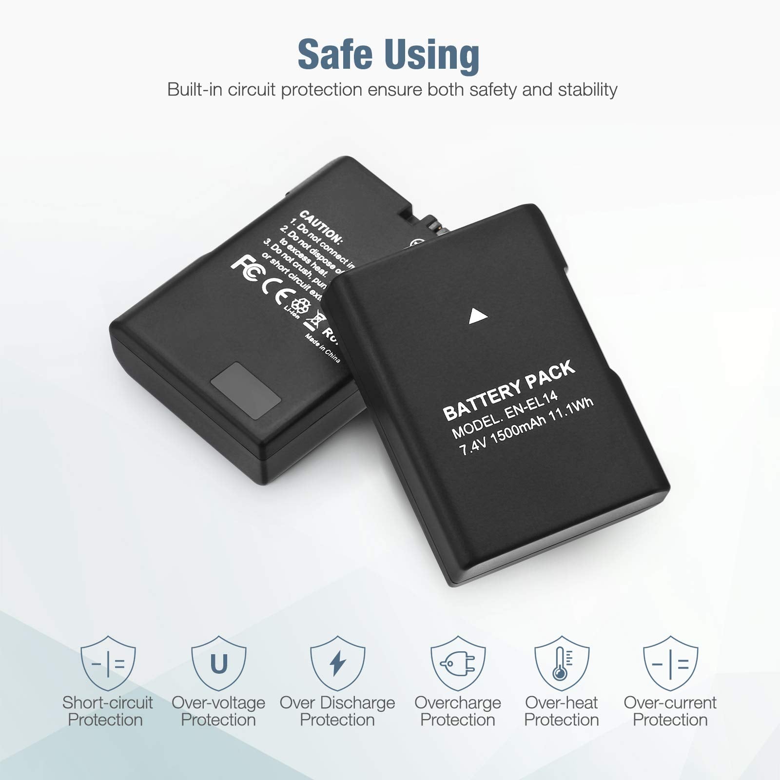 En El14 En El14A Battery 2 Pack 1500Mah Li Ion Batteries Compatible With Nikon D3100 D3200 D3300 D3400 D3500 D5100 D5200 D5300 D