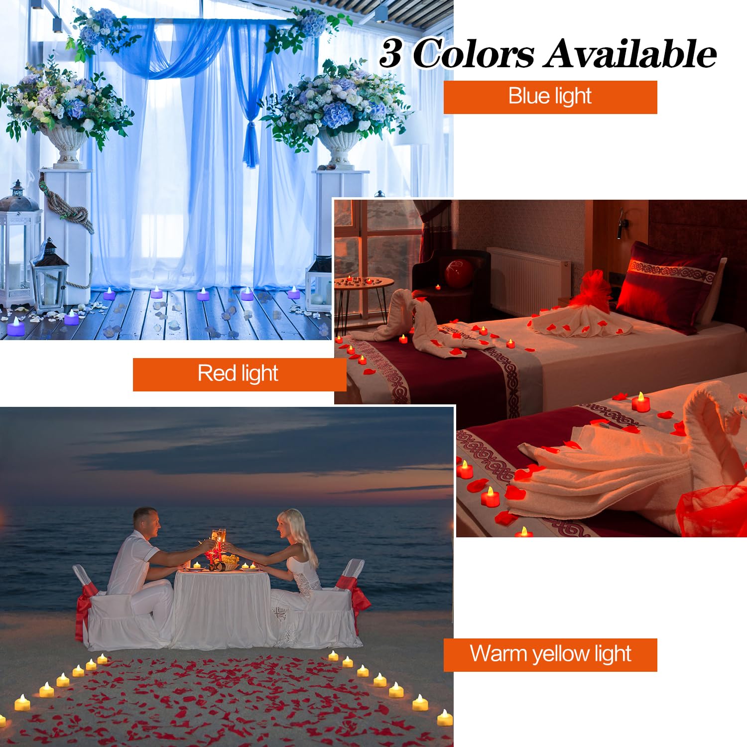 Koaby 2000Pcs Artificial Rose Petals With Led Tea Lights Kit, For Special And Romantic Night Valentine Wedding Decor(2000Pcs Art