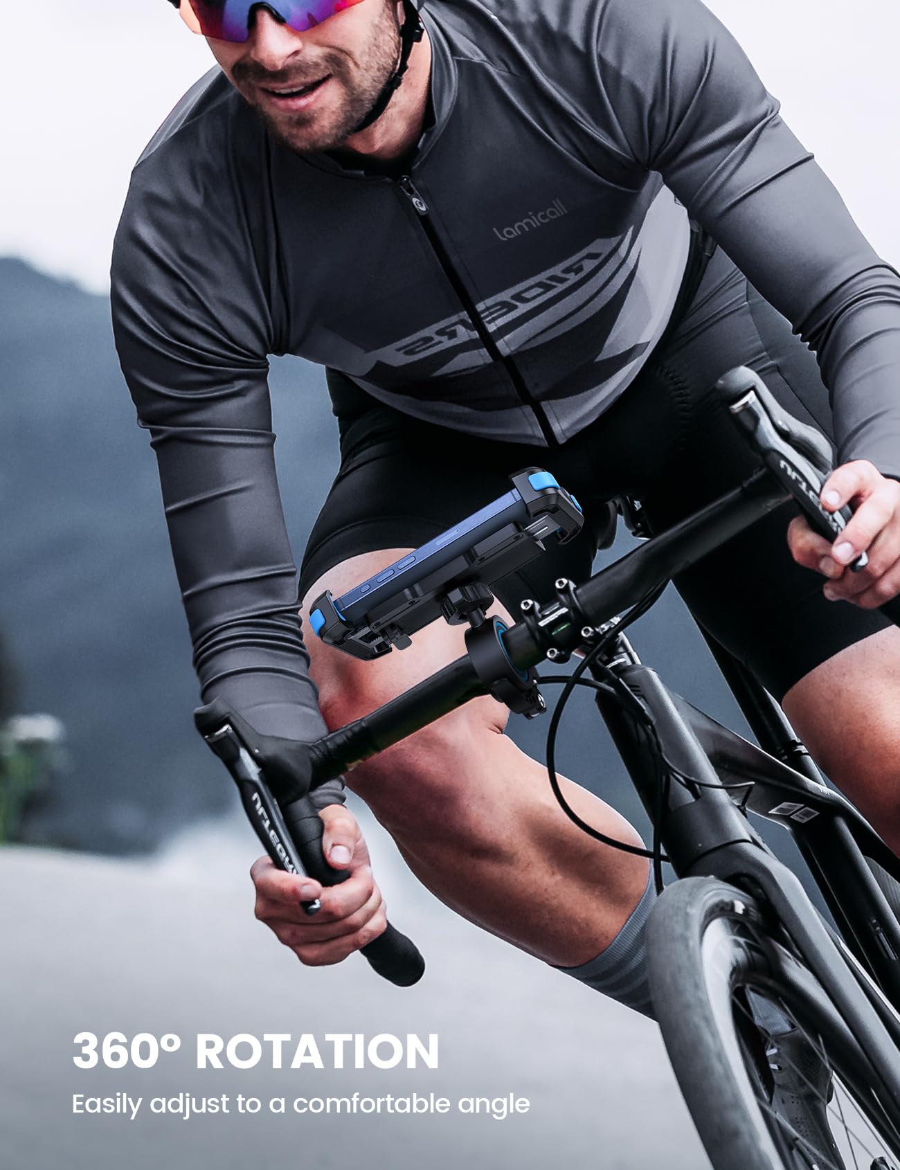 Lamicall Motorcycle Phone Mount, Bike Holder   Upgrade Adjustable Cell Holder, Bicycle Scooter Handlebar Cradle Clip For Iphone