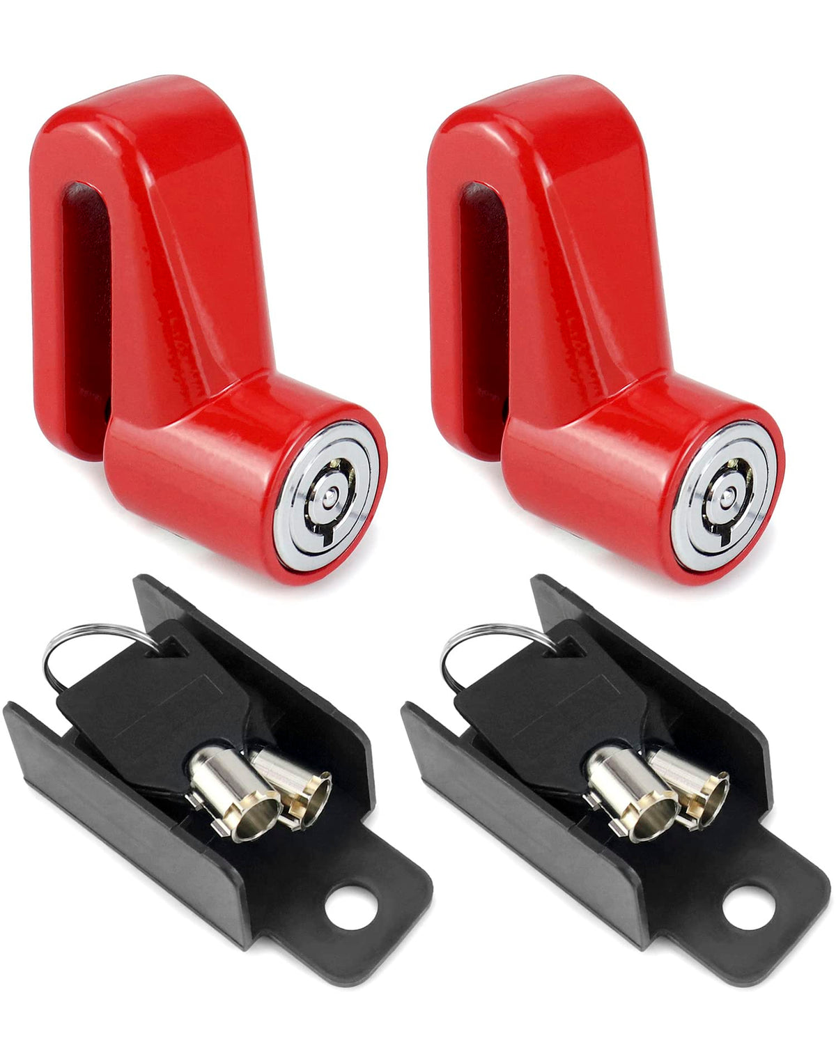 Qwork Motorcycle Bike Anti Theft Wheel Disc Brake Lock, 2 Pack Safety Disc Wheel Lock, Mountain Road Bike Padlock With Keys