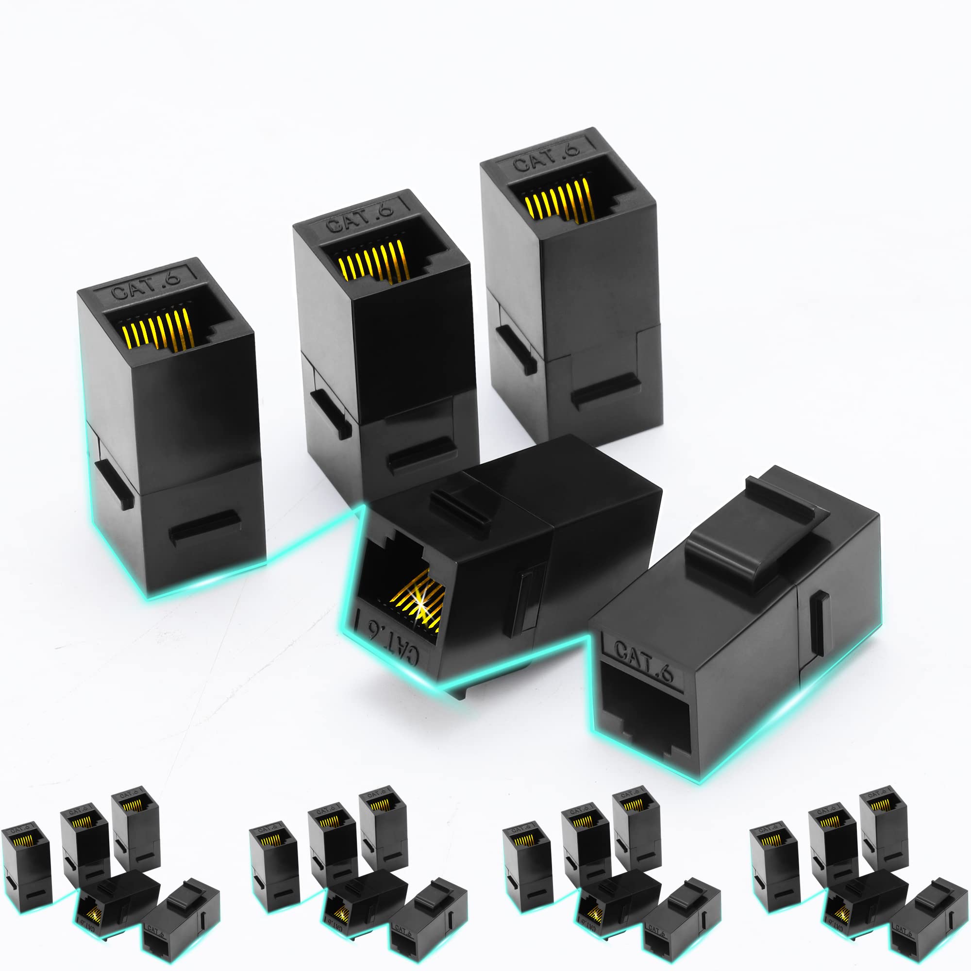 Rapink Rj45 Coupler Inline Keystone Jack, Female To Female Rj45 Keystone Coupler 25 Pack For Ethernet Cat6/Cat5E/Cat5 Cable Exte