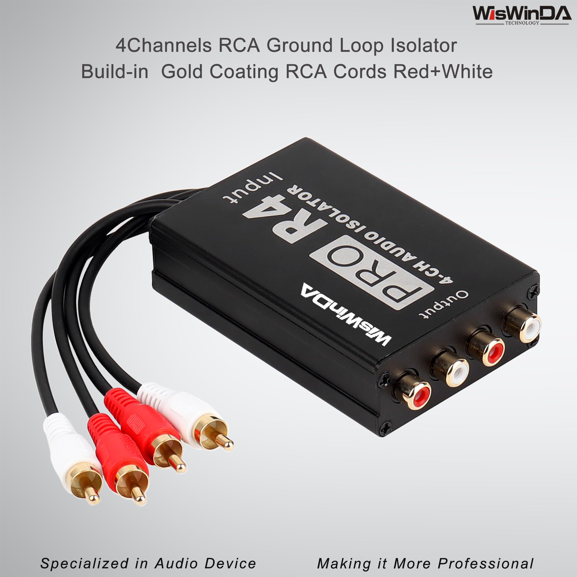 Wiswinda Pro 4Channels Rca Noise Filter Hum Eliminator Ground Loop Isolator (No Affect Bass) Quality Isolator For Hifi Stereo Ho