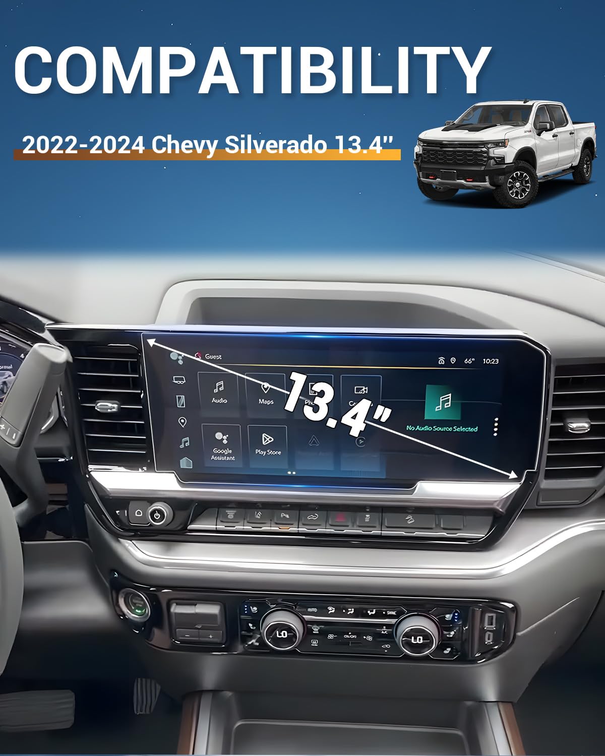 Yee Pin 2024 Silverado Screen Protector Matte For 2022 2023 2024 Chevy Silverado 1500 13.4' (Lt/Rst/Ltz/Zr2/Zr2 Bison/High Country/Lt Trail Boss) Screen Cover Anti Glare Tempered Glass 9H