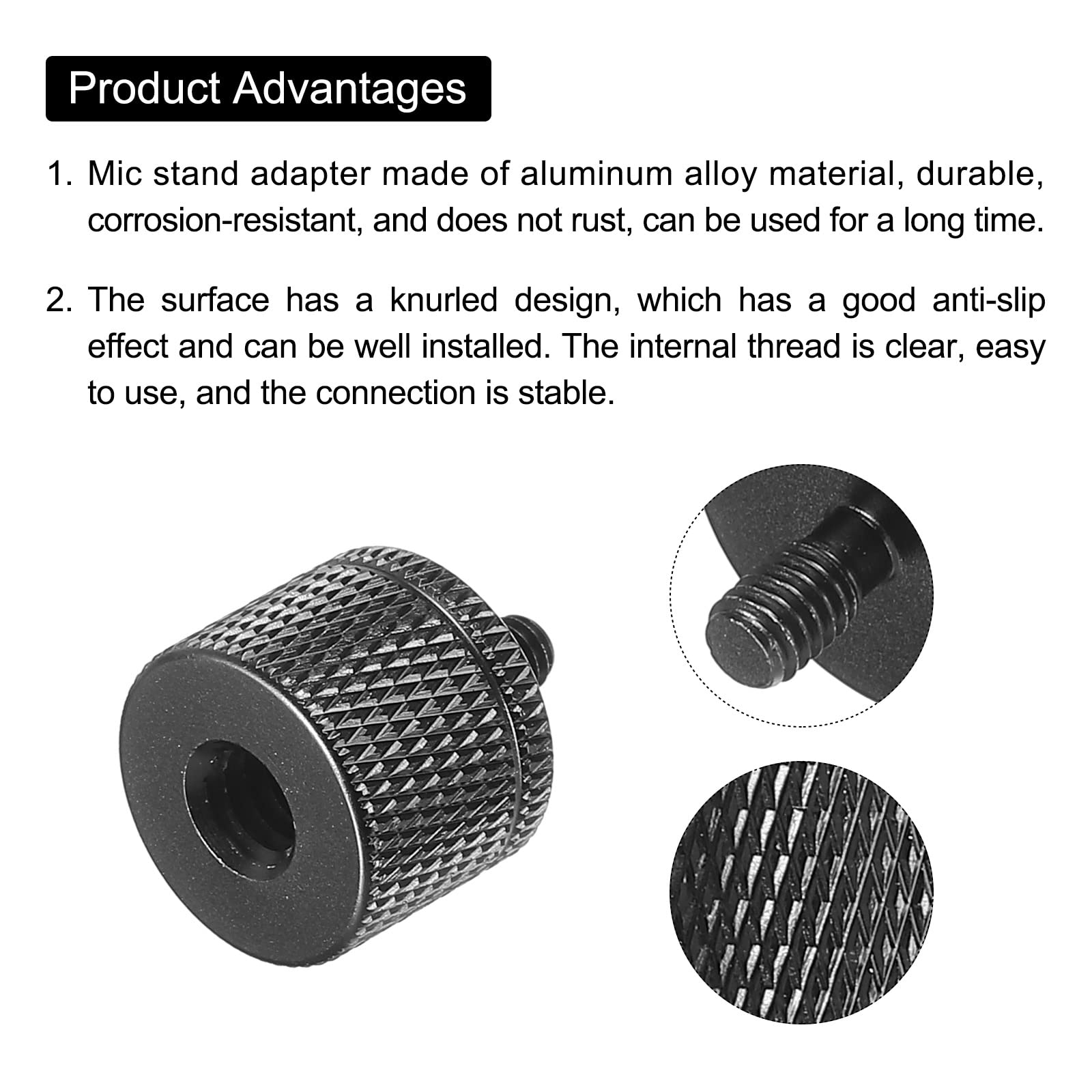 Patikil Mic Stand Adapter M4 Male To 1/4 Female Thread Tripod Screw Adapter Double Sides Camera Screw For Microphone Tripod Stan