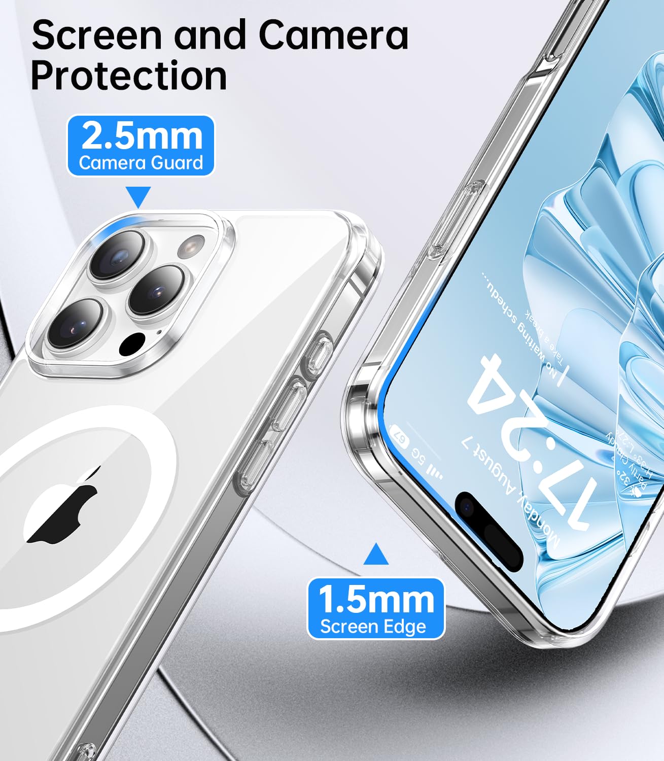 Meifigno Designed For Iphone 16 Pro Case 6.3 Inch, Compatible With Magsafe, Military Grade Protection, Hard Pc Back With Soft Ed