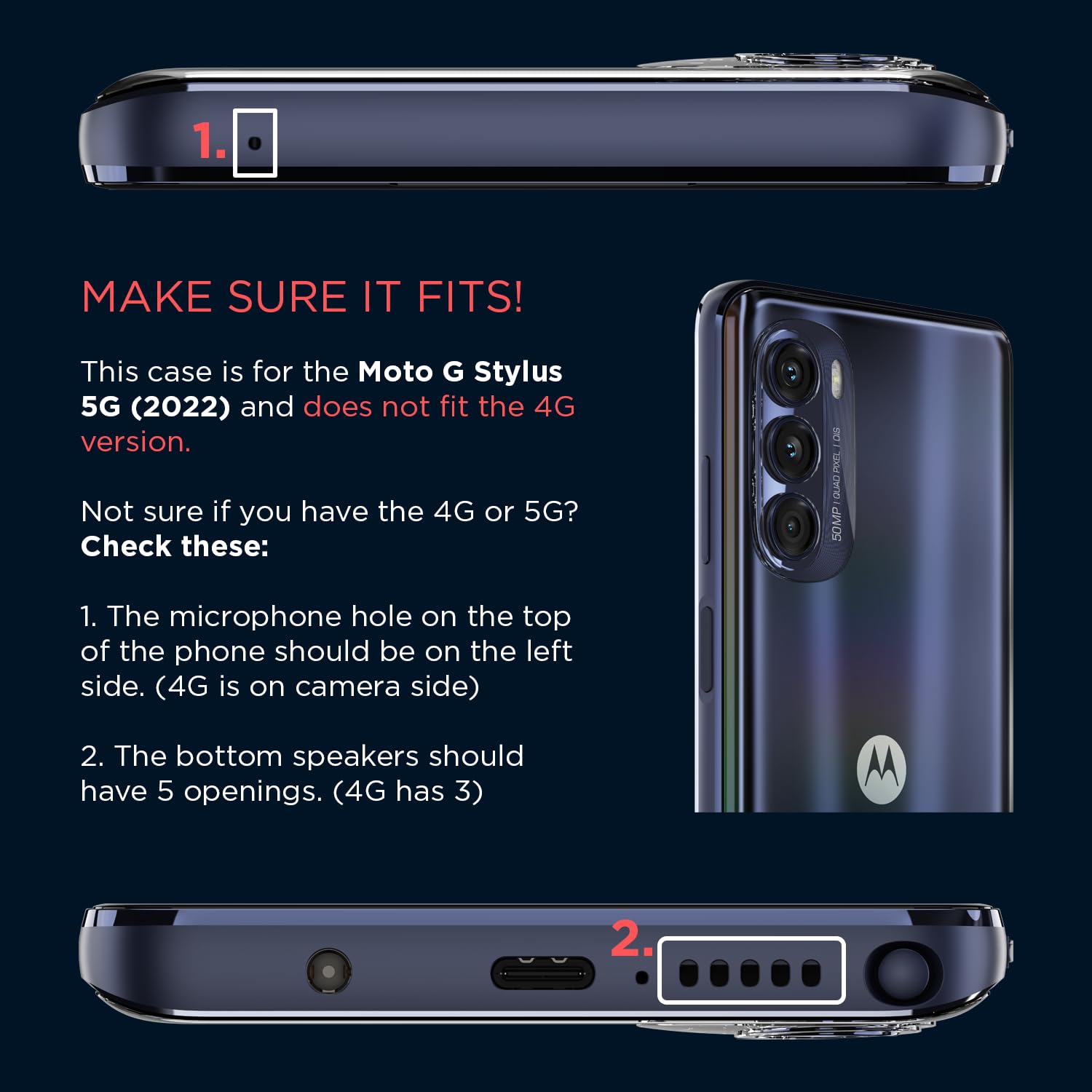 Motorola Moto G Stylus 5G (2022) Sunset Pink Protective Case - Slim Fit, Shock Absorbing, Camera Protector