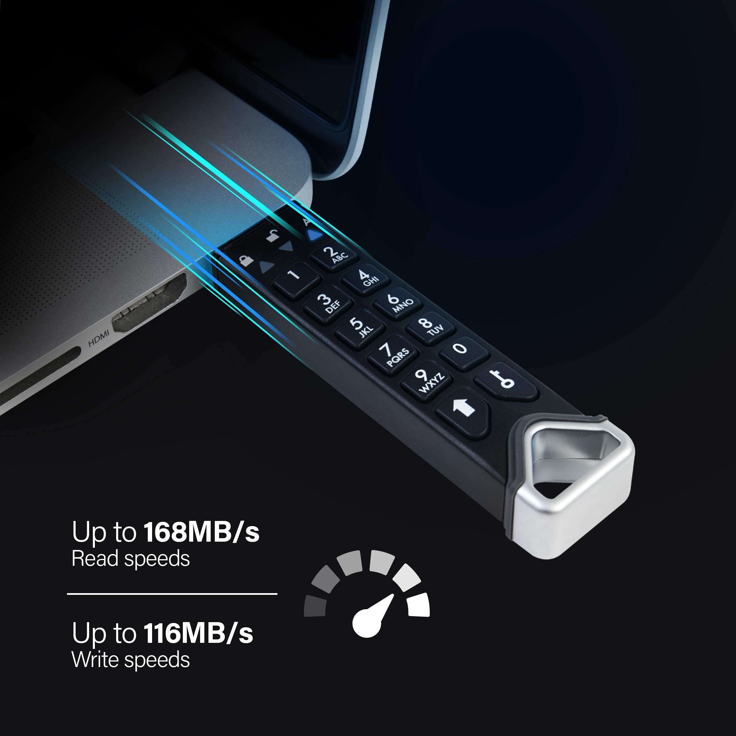 Istorage Datashur Pro2 128 Gb | Secure Flash Drive | Fips 140 2 Level 3 Certified | Password Protected | Dust/Water Resistant