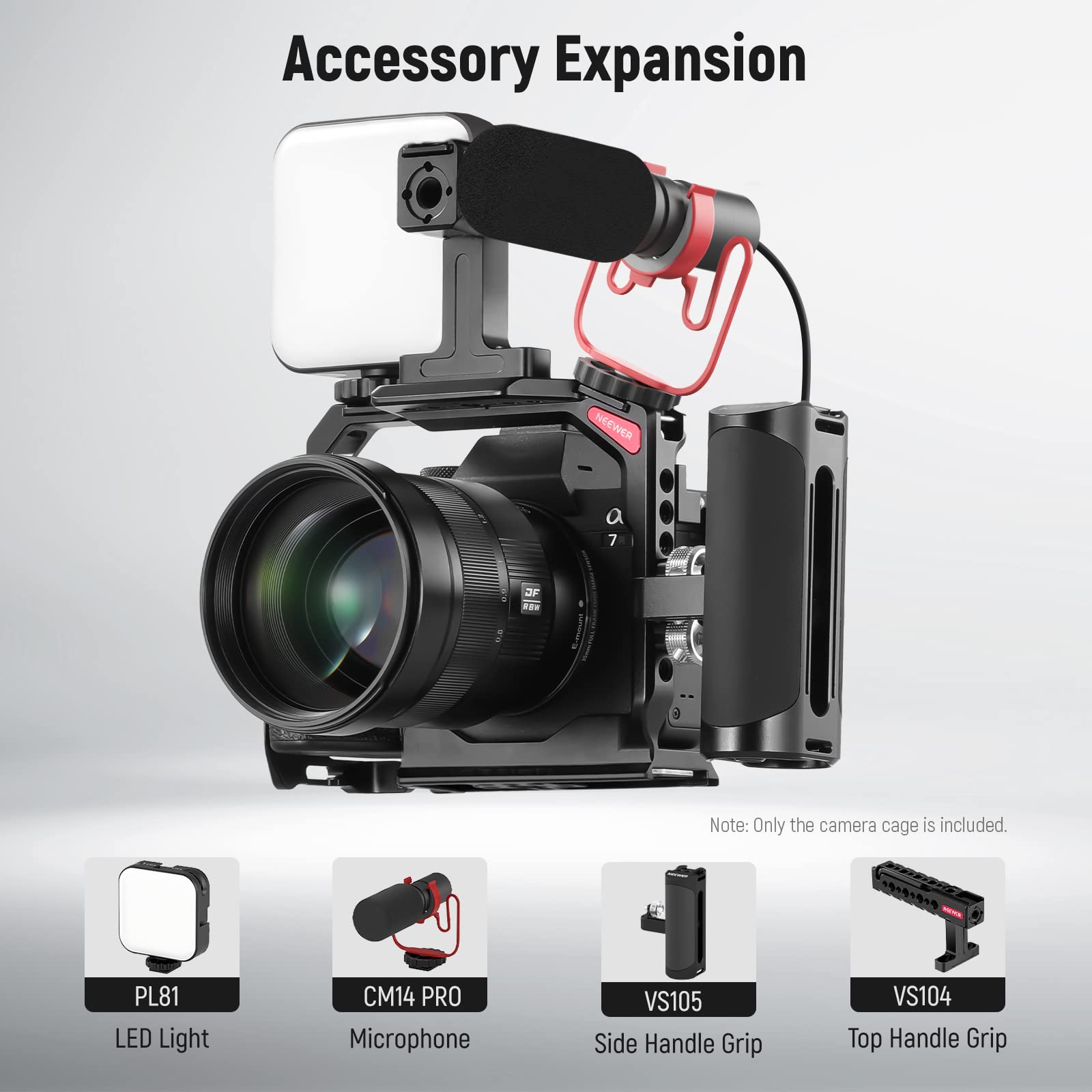 Neewer Full Camera Cage Compatible With Sony A7R V/A7R Iv/A7 Iv/A7S Iii/A1, Aluminum Video Camera Rig With Full Access/Arca Type