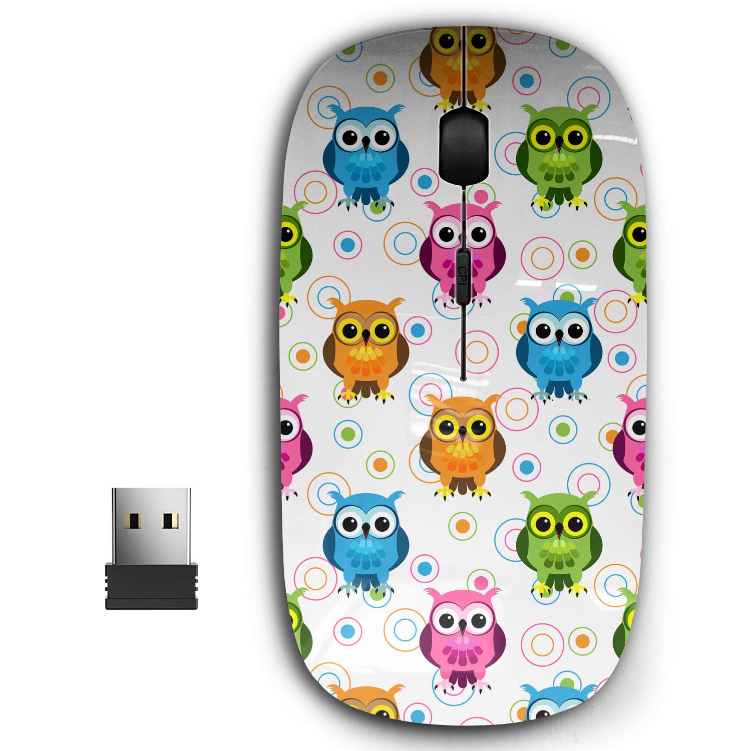 Kawamouse 2.4G Ergonomic Portable Usb Wireless Mouse For Pc, Laptop, Computer, Notebook With Nano Receiver (Cute Owls)