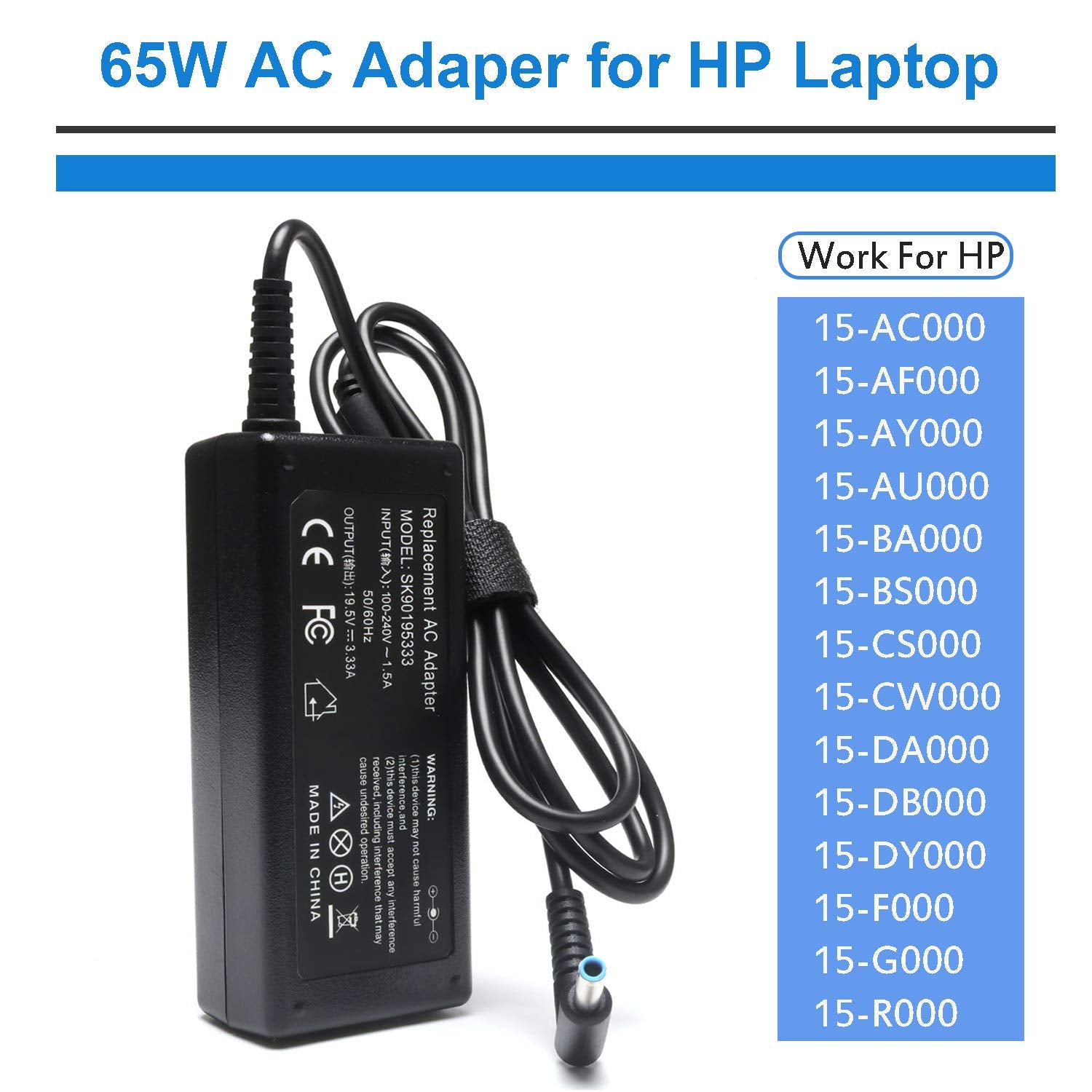 45W 65W Laptop Charger Ac Adapter Power Suppy Cord For Hp 15 Ac 15 Bs 15 Cs 15 Db 15 F Series 15 Ac121Dx 15 Bs234Wm 15 Bs015Dx 15 Ba079Dx 15 Ba009Dx 15 Cs3073Cl 15 Cs3153Cl 15 Db0015Dx 15 Db0031Nr