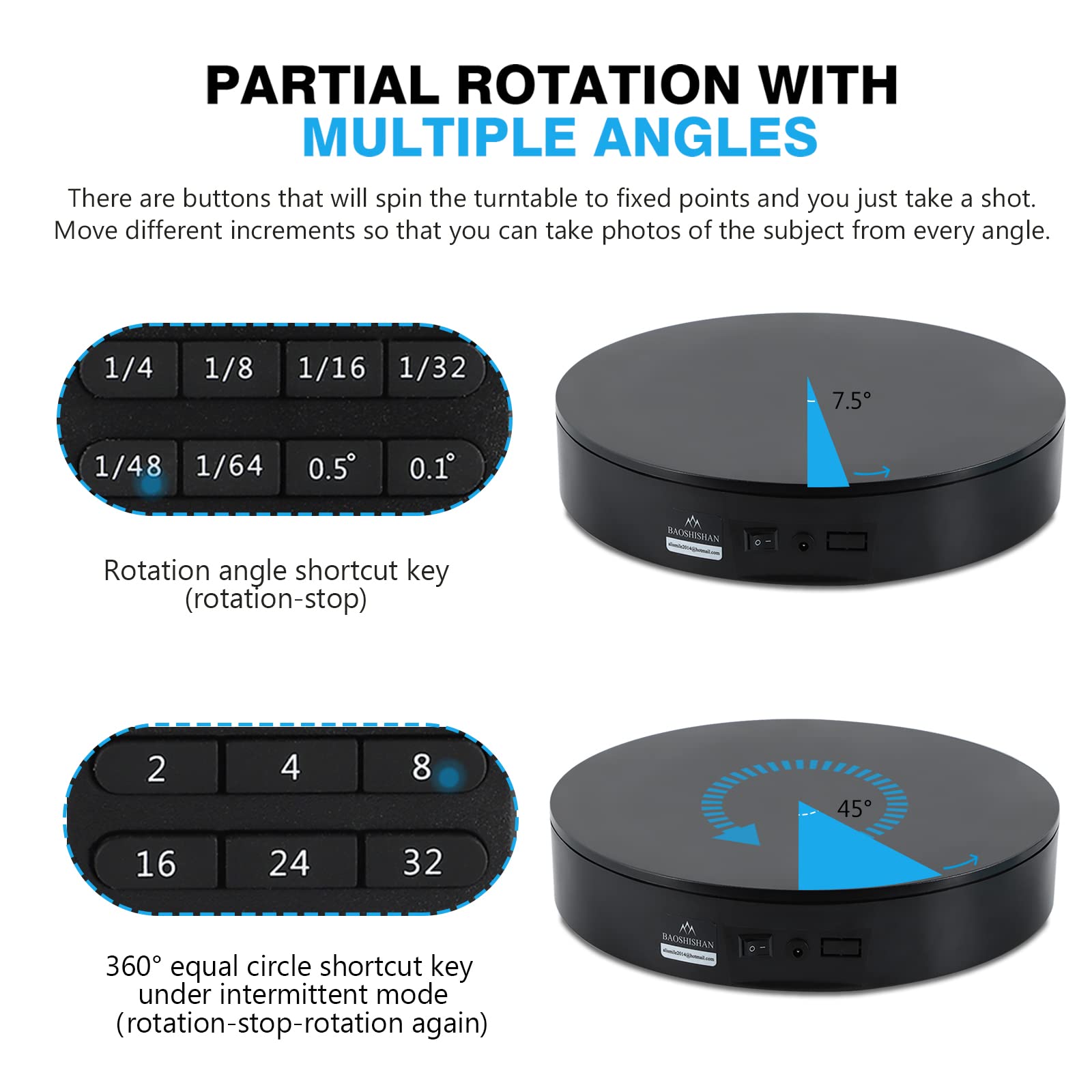 Baoshishan Motorized Rotating Display Stand 13.7Inch/110Lb, 360 Degree Photography Turntable With Remote Control, Electric Turnt