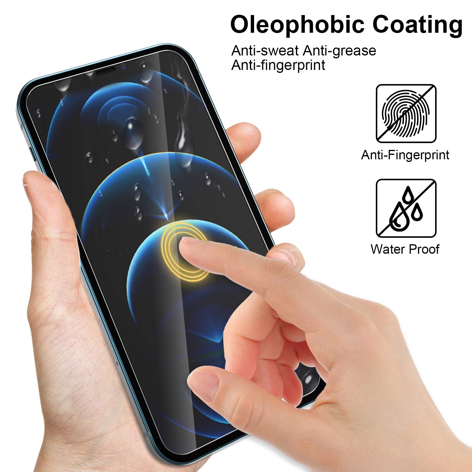 [4Pack] 2 Pack Screen Protector Tempered Glass Compatible With Iphone 12 Pro 5G (6.1)+2 Pack Camera Lens Protector Tempered Glas