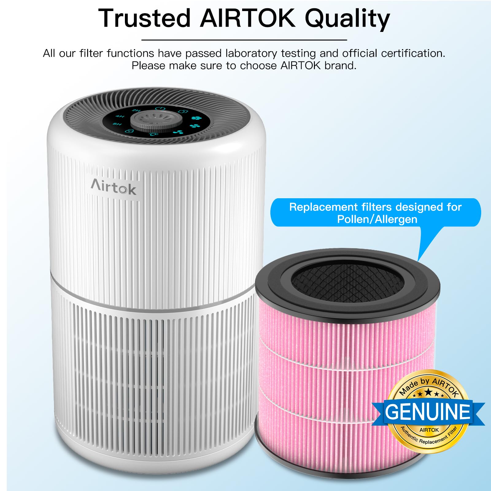 Air Purifier Ap0601 Pollen/Pet Allergens Replacement Filters, 5 In 1 With Activated Carbon, High Efficiency Hepa Filter, Pink, 2