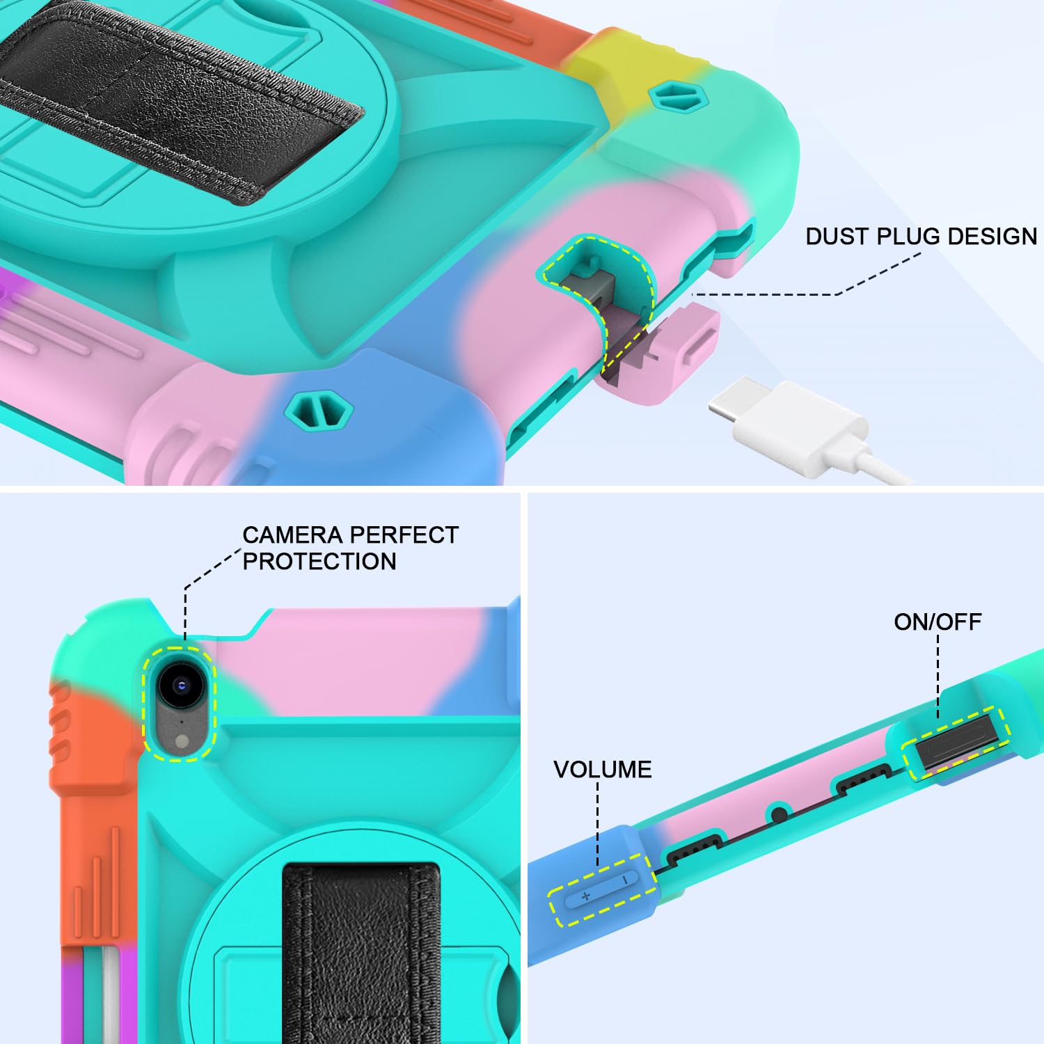 Bmouo Case For Ipad Mini 7 Case (A17 Pro 2024), Ipad Mini 7Th/6Th Generation Case, Full Body Drop Protection Ipad Mini 7/6 Case