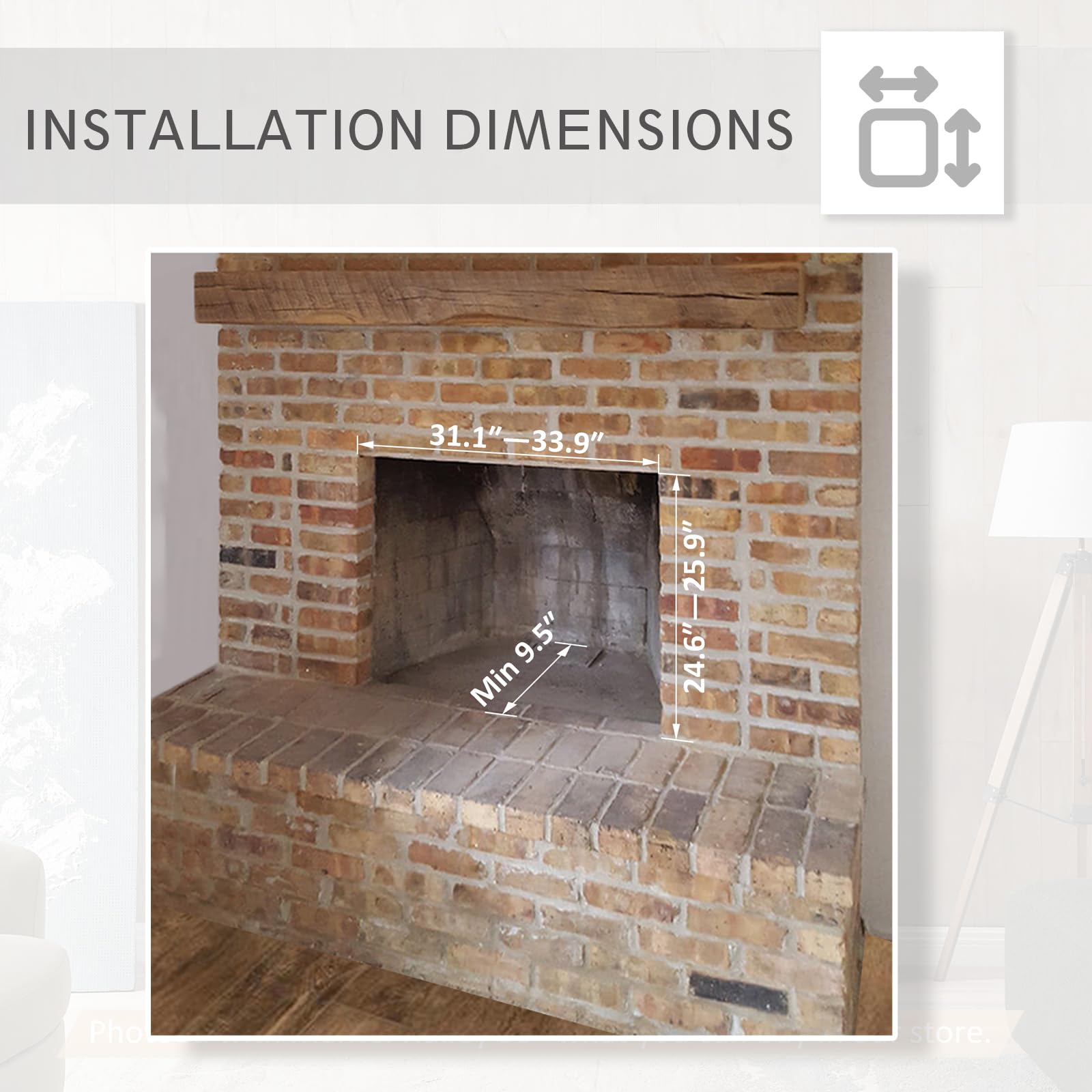 Legendflame Carl 35 W Electric Fireplace Insert (Ef264), Fireplace Heater 750/1500W, Fire Crackling Sound, Remote Control