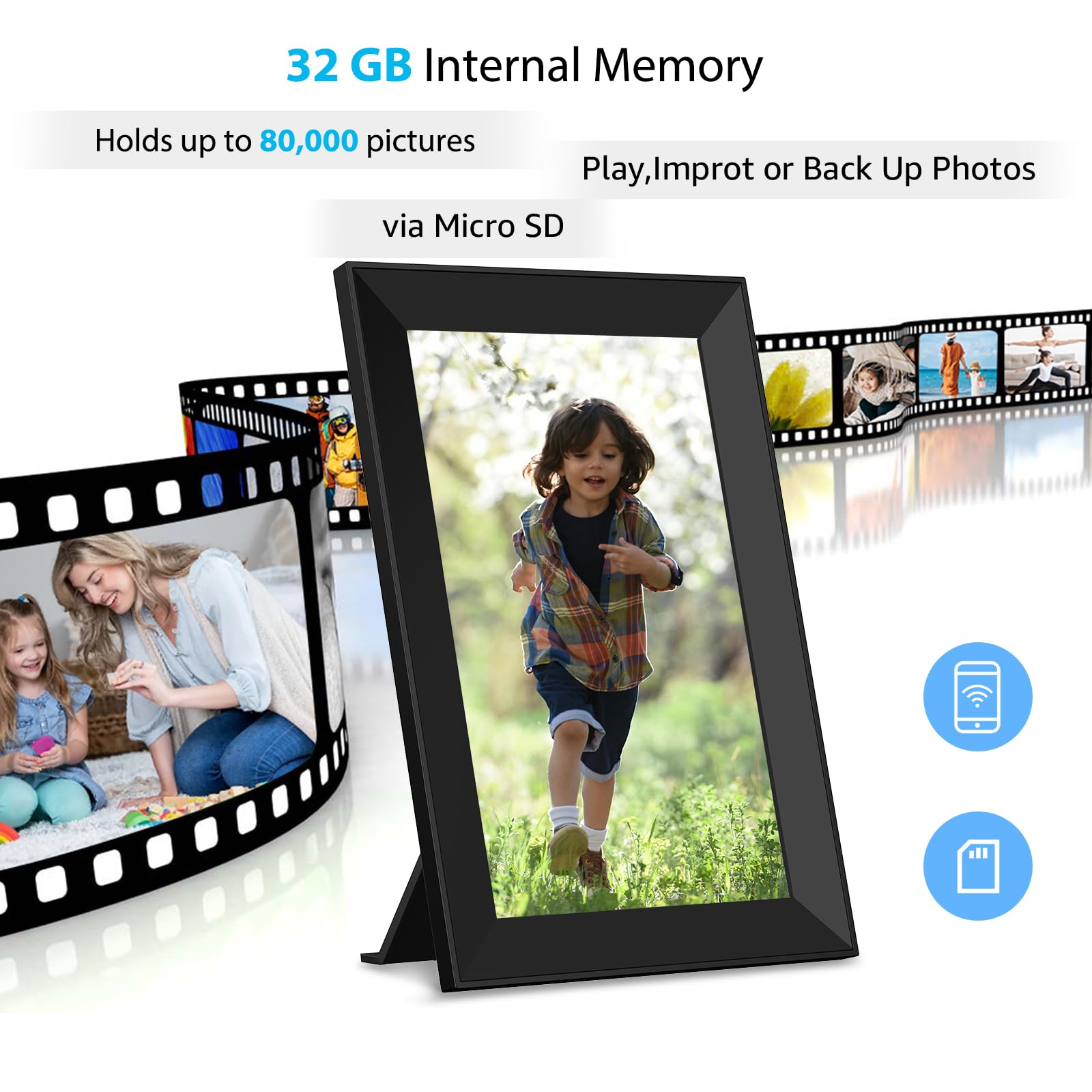 Frameo Wifi Digital Picture Frame With 10.1 Inch Ips Touch Screen,Loading Pictures To 32Gb Smart Digital Photo Frame Via Frameo