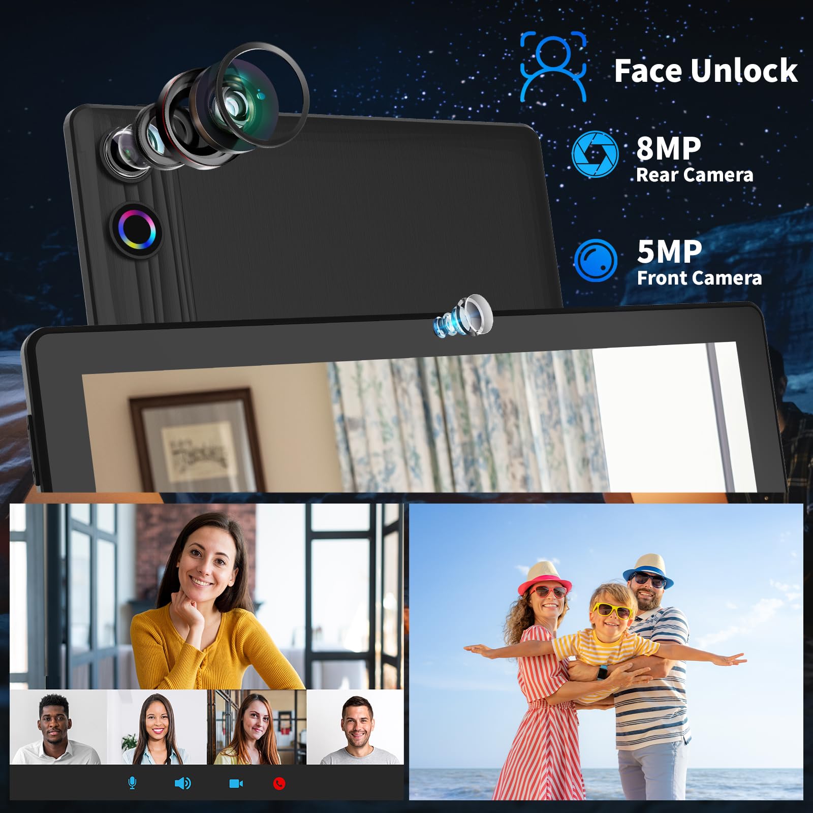 Android Tablet, 10.1 Inch Android 14 Tablet With 1280X800 Ips Hd Touch Screen, Dual Camera, 64Gb Storage 1Tb Expansion, 8 In 1 T