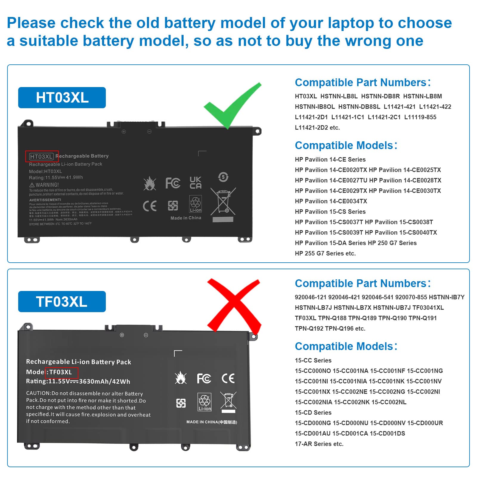 Futurebatt Ht03Xl L11119 855 Laptop Battery For Hp 240 245 250 255 G7 340 348 G5 Hp Pavilion 14 Ce 14 Cf 14 Df 15 Cs 15 Cw 15 Cu